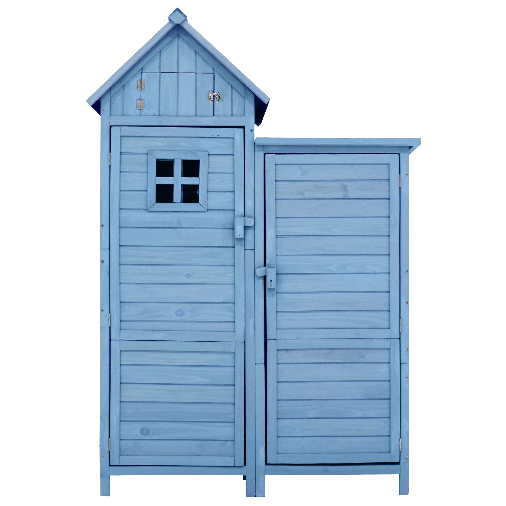 Garden Tool Shed Weatherproof Wood Storage Cabinet 118x54x173cm, Blue