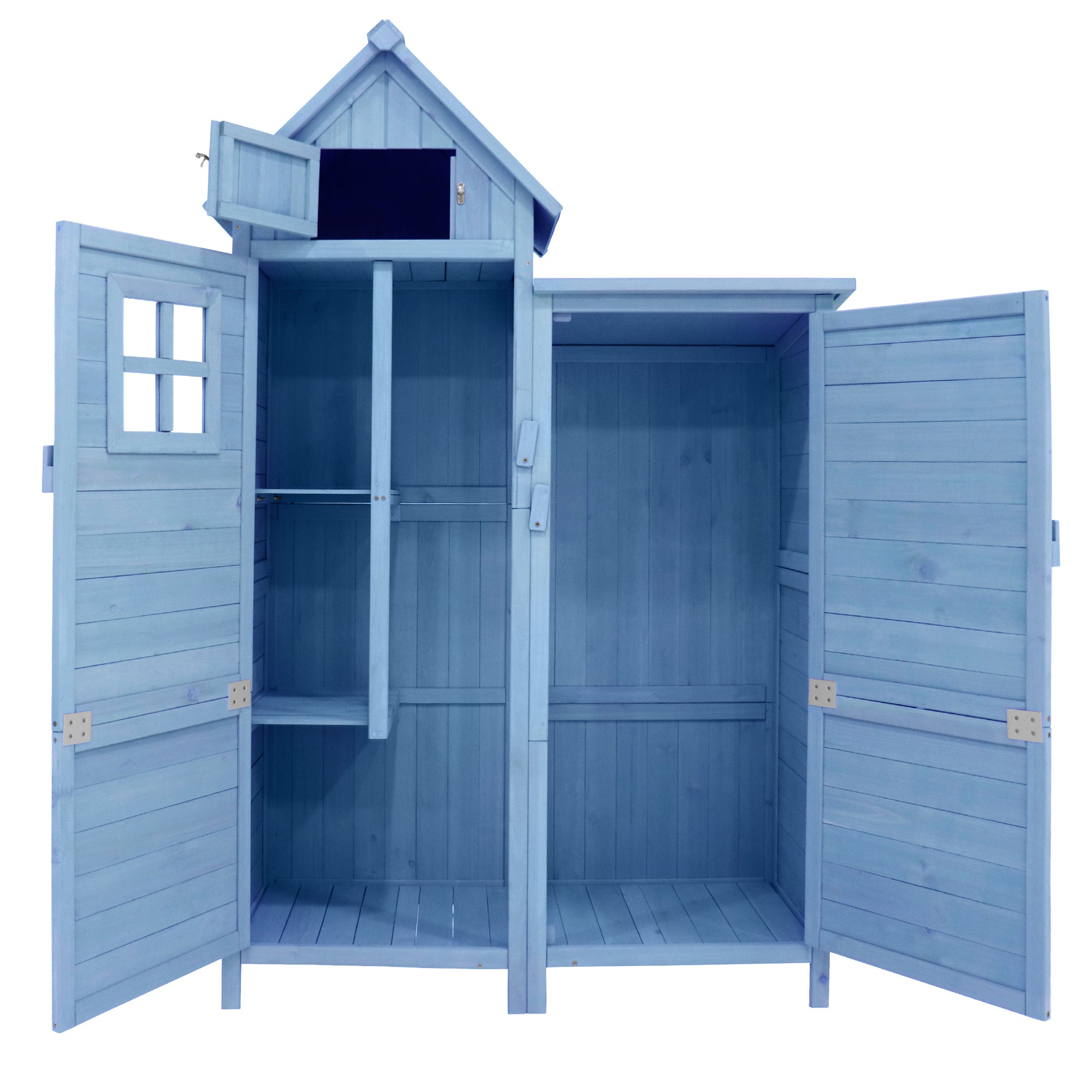 Garden Tool Shed Weatherproof Wood Storage Cabinet 118x54x173cm, Blue