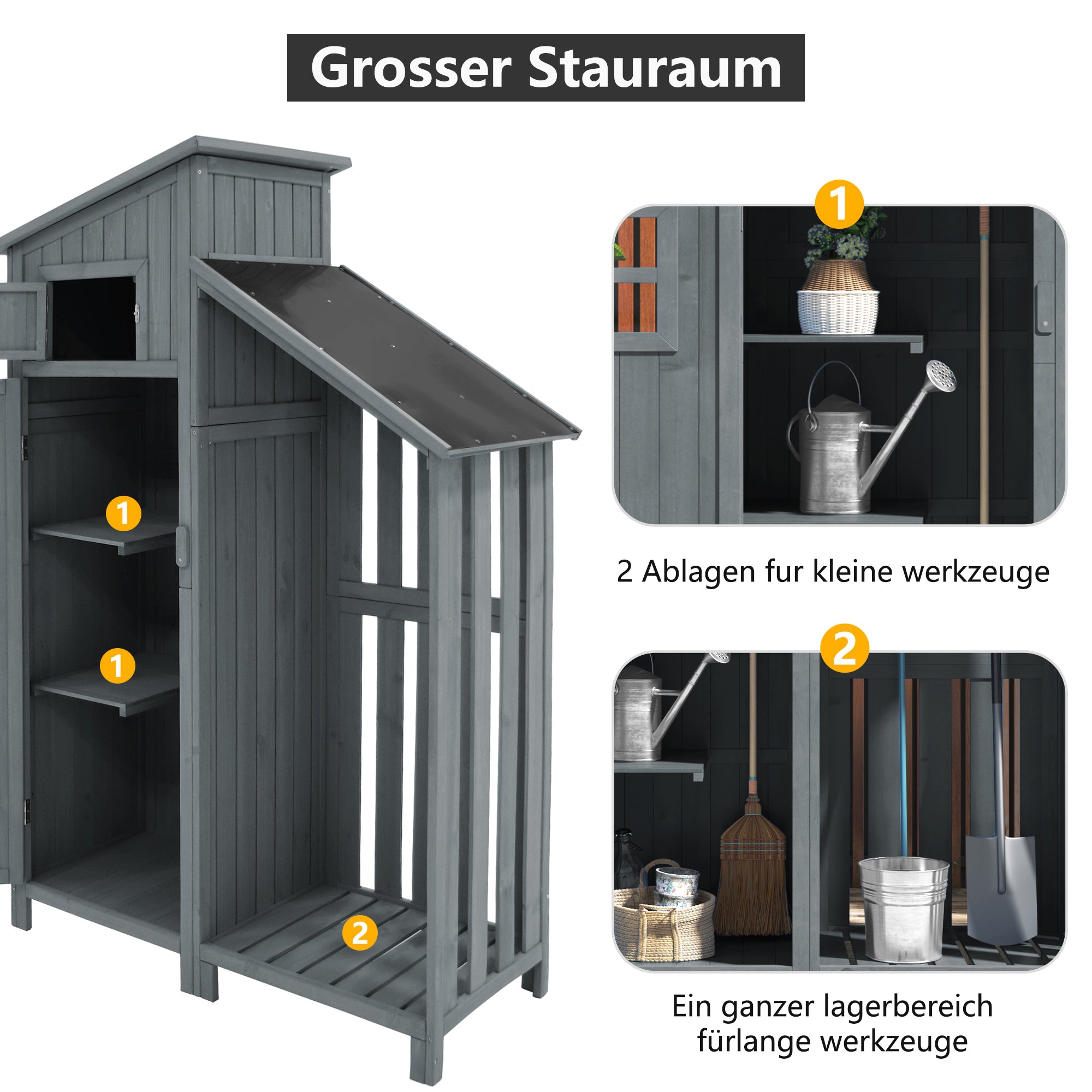 Garden Shed Storage Cabinet Wooden for Small Gardens Grey