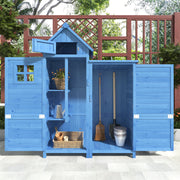 Garden Tool Shed Weatherproof Wood Storage Cabinet 118x54x173cm, Blue