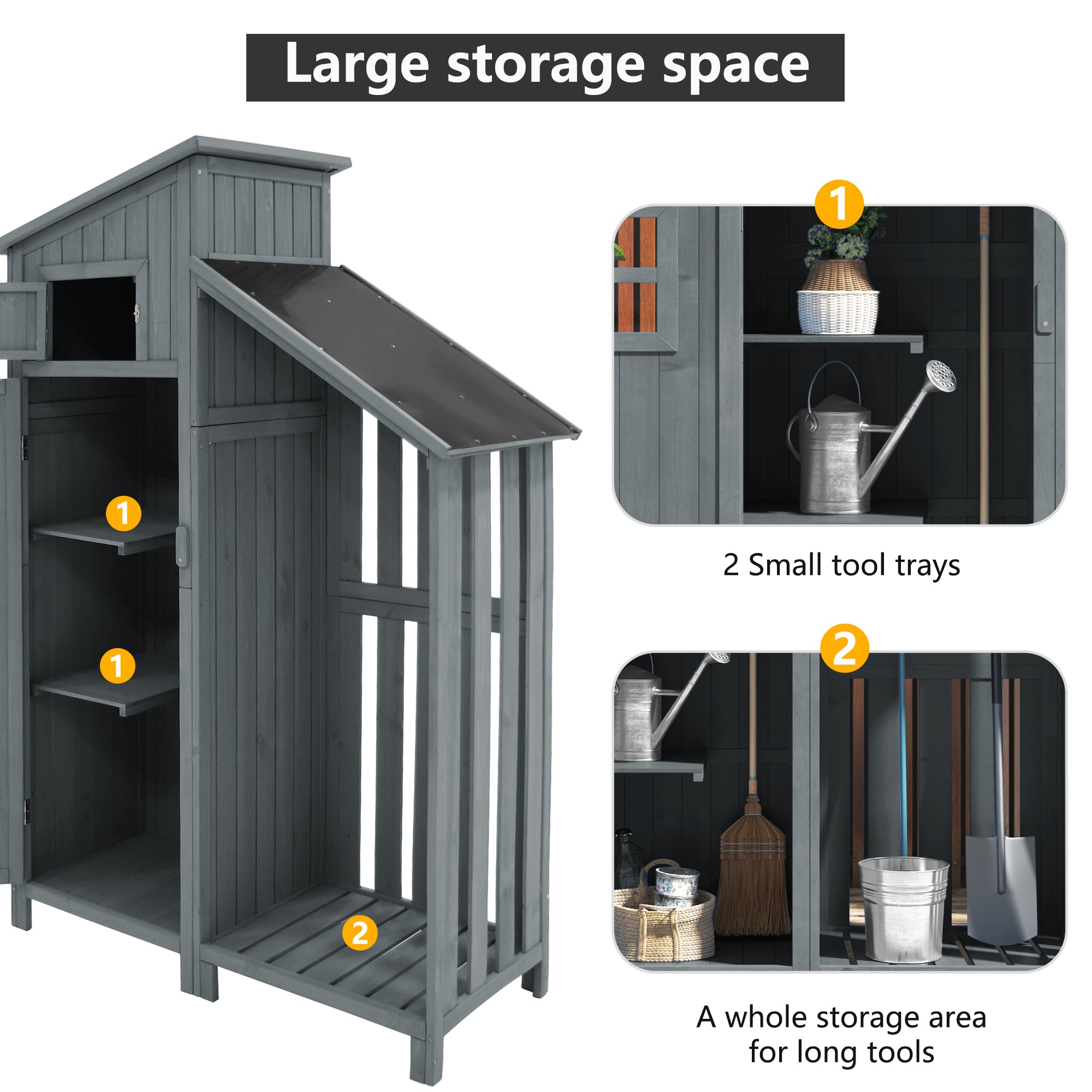 Garden Shed Storage Cabinet Wooden for Small Gardens Grey