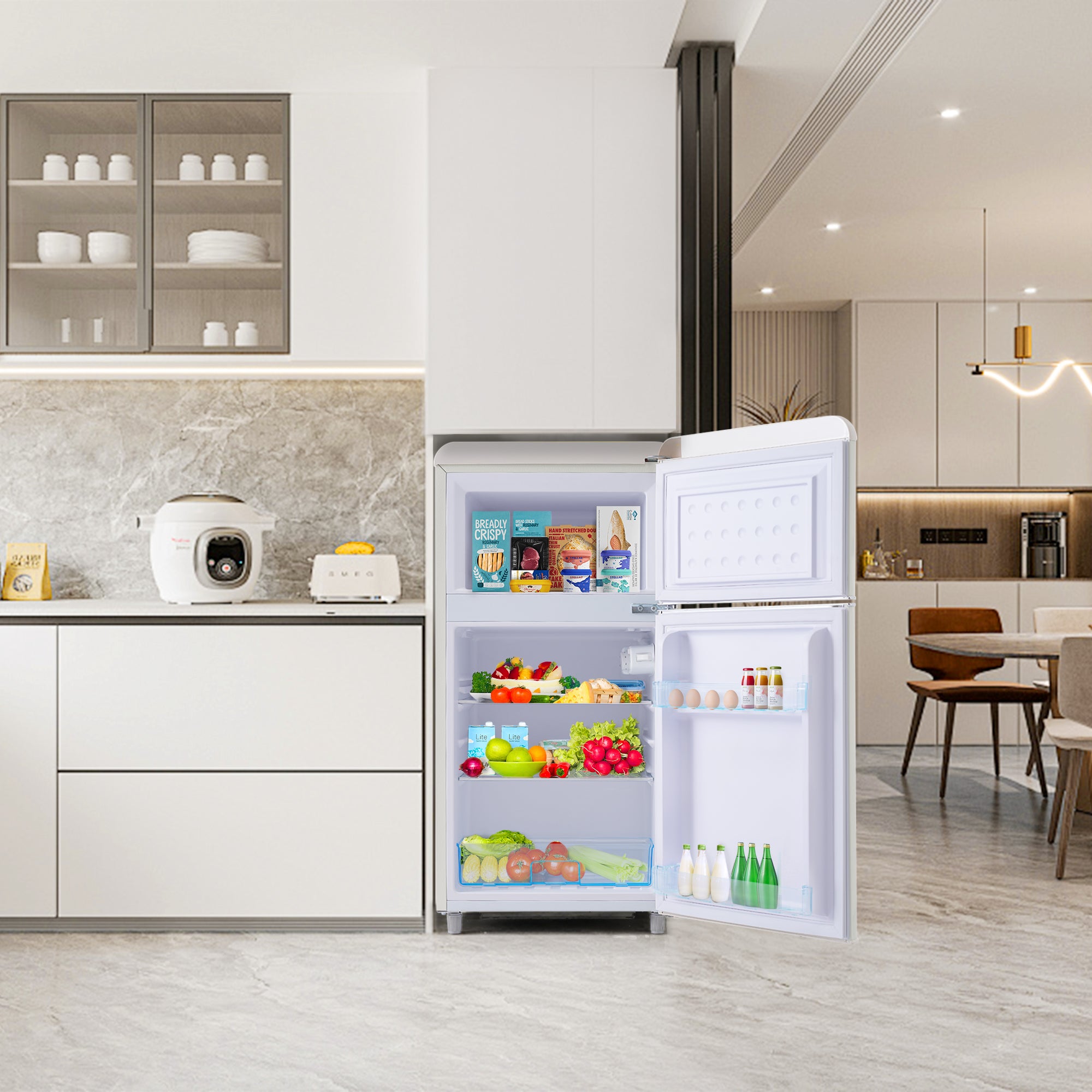 Retro Refrigerator Double-Door 72L Capacity LED Light, Various Colors