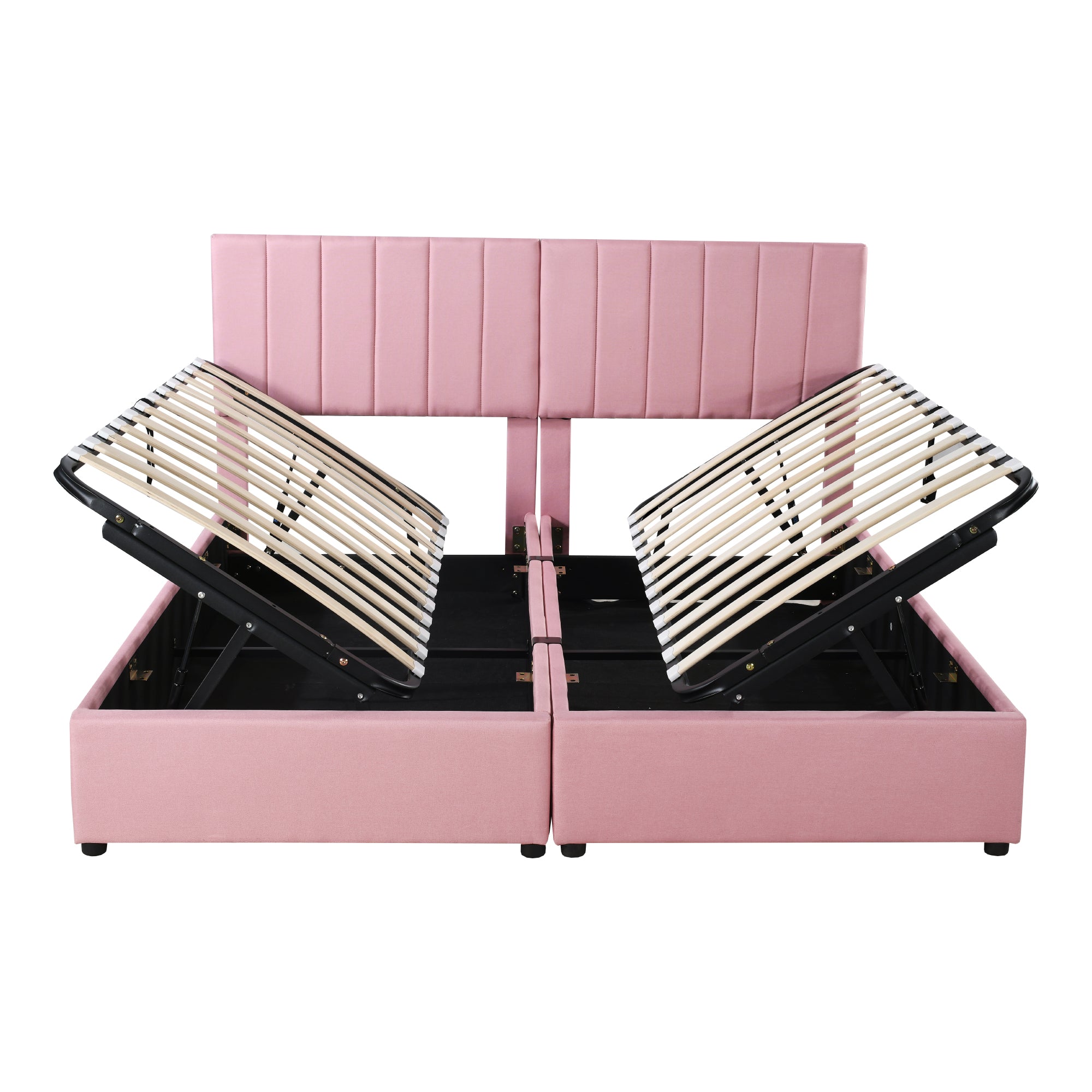 Upholstered Bed, 180x200cm Hydraulic Storage, Multifunctional Double, Pink