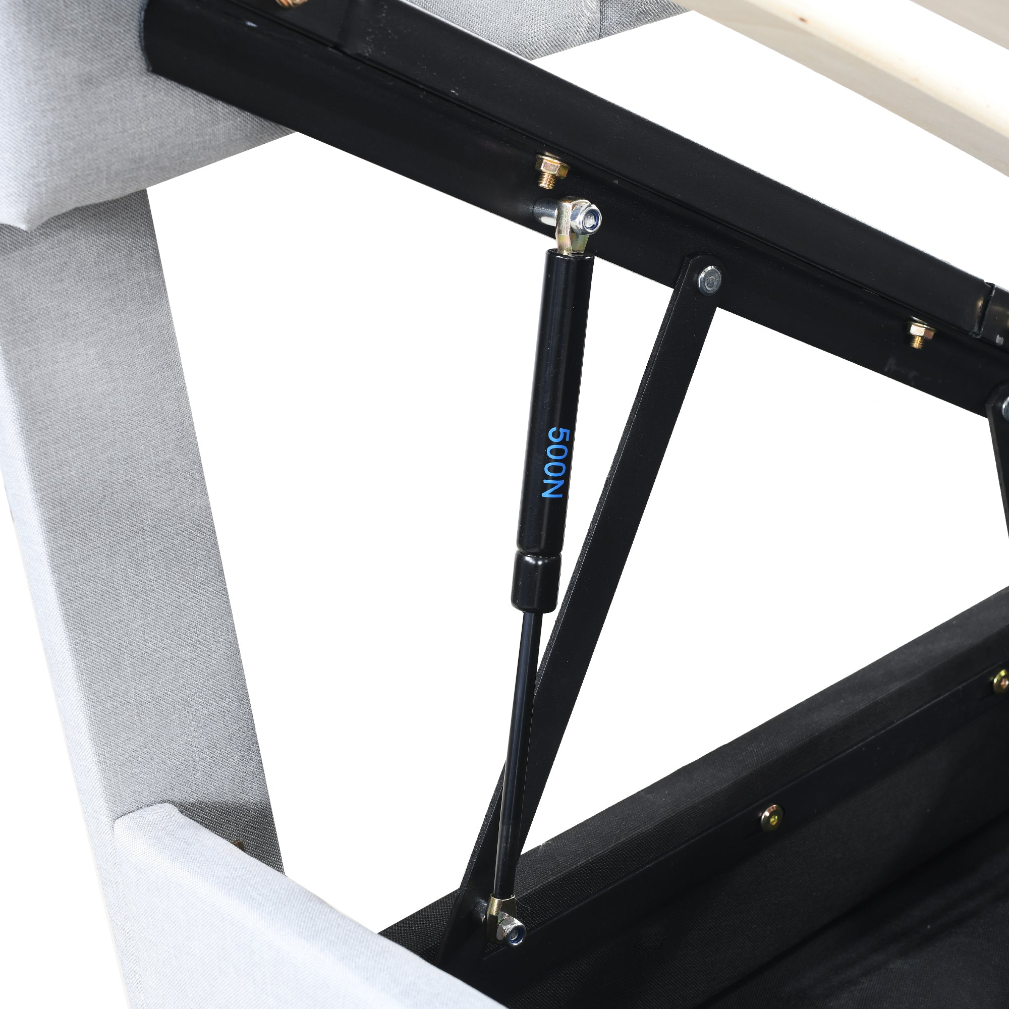 Children's Bed Upholstered, Hydraulic Storage, Linen, Grey