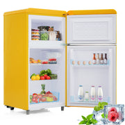 Retro Refrigerator, Double-Door 72L Total 21L Freezer, LED, Various Colors
