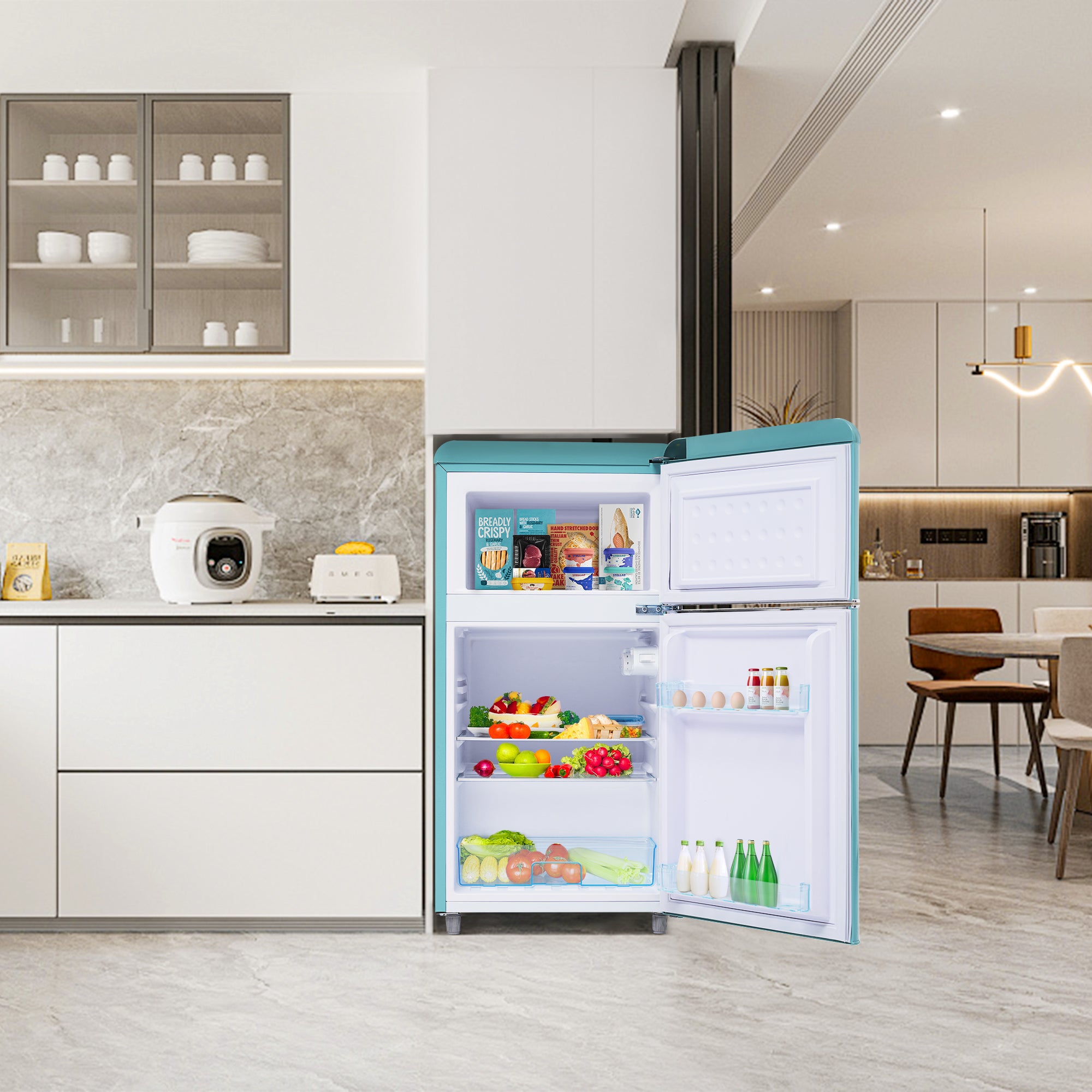 Retro Refrigerator Double-Door 72L/21L Freezer LED Available in Various Colors