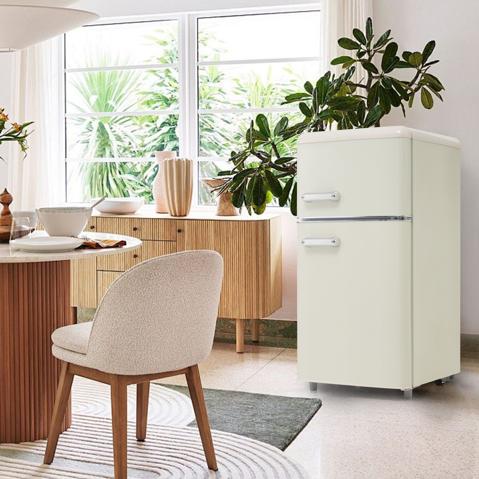 Retro Refrigerator Double-Door 72L Capacity LED Light, Various Colors