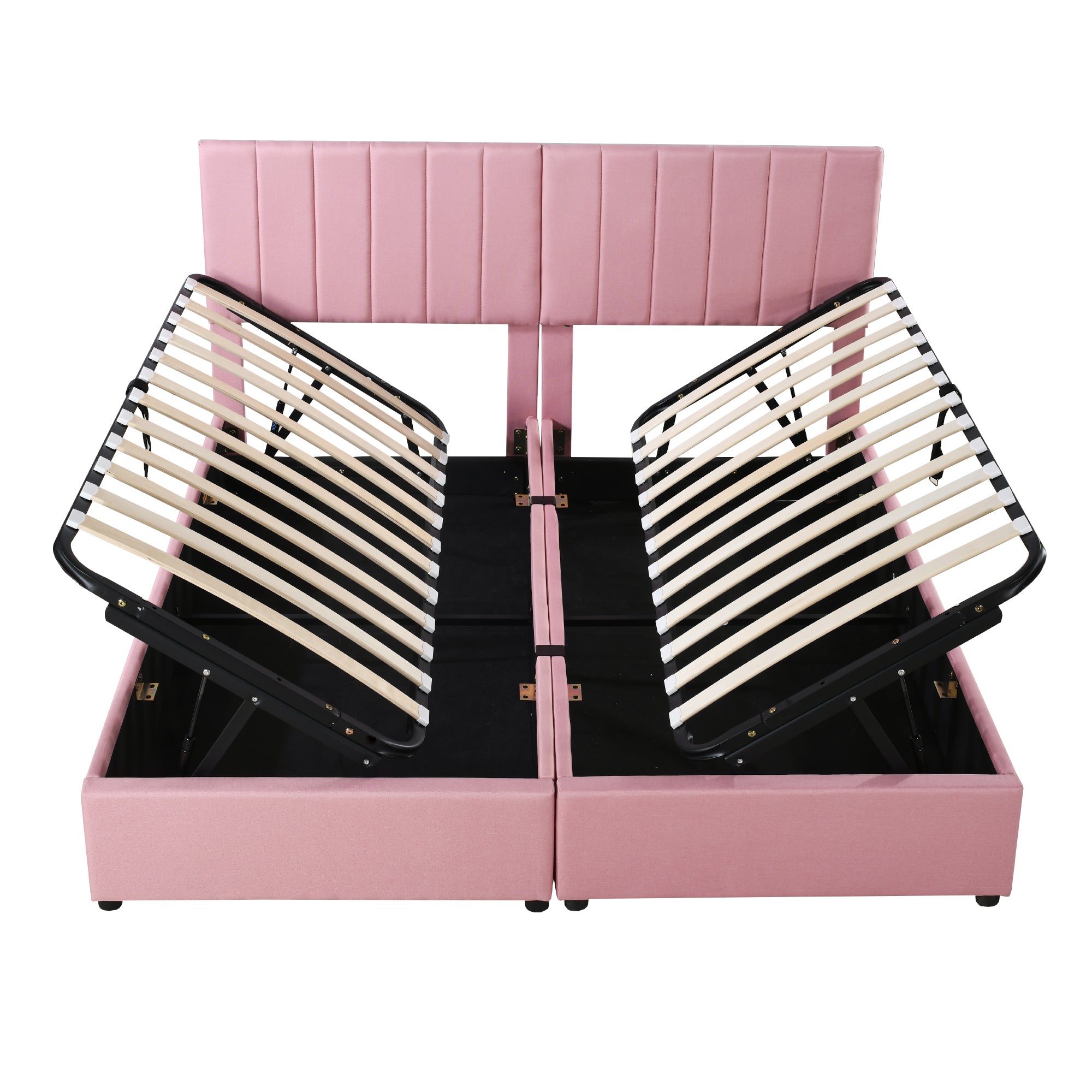 Upholstered Bed, 180x200cm Hydraulic Storage, Multifunctional Double, Pink