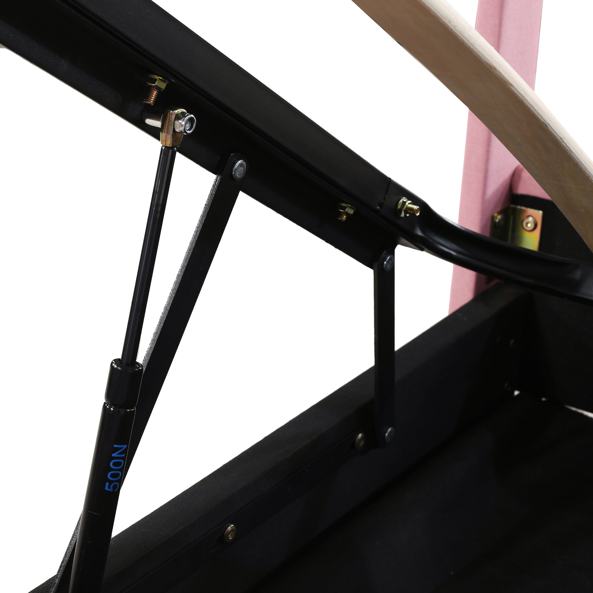 Upholstered Bed, 180x200cm Hydraulic Storage, Multifunctional Double, Pink