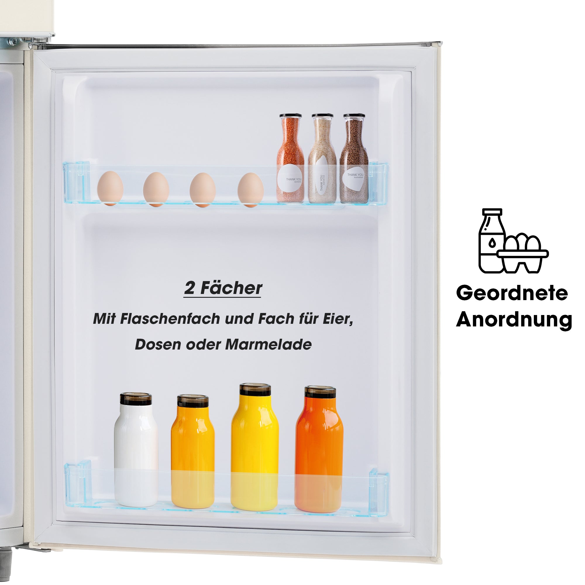 Retro Refrigerator Double-Door 72L Capacity LED Light, Various Colors