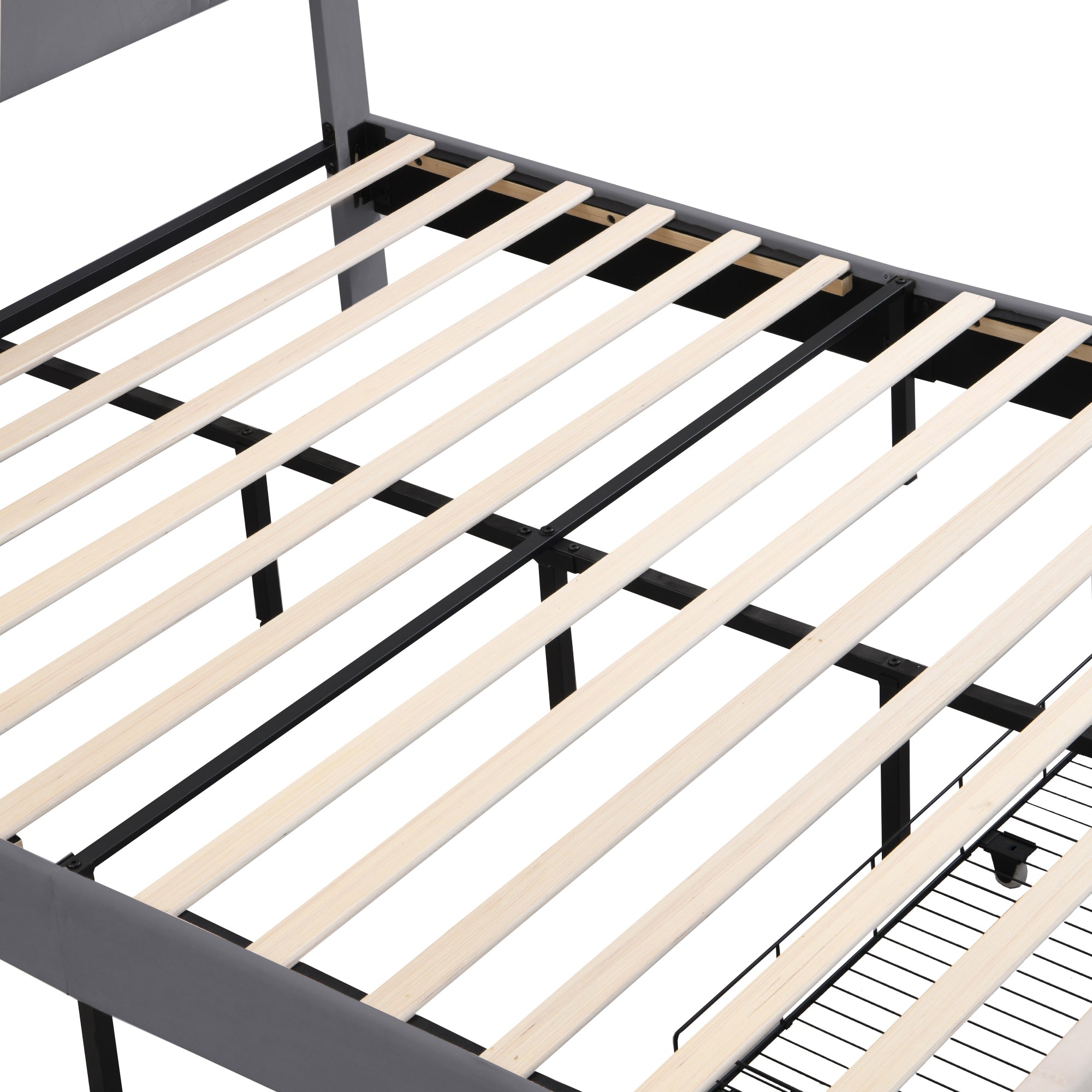 Upholstered Bed, 160x200cm Double with Light Strip, USB Port & Storage Drawer, Grey Velvet