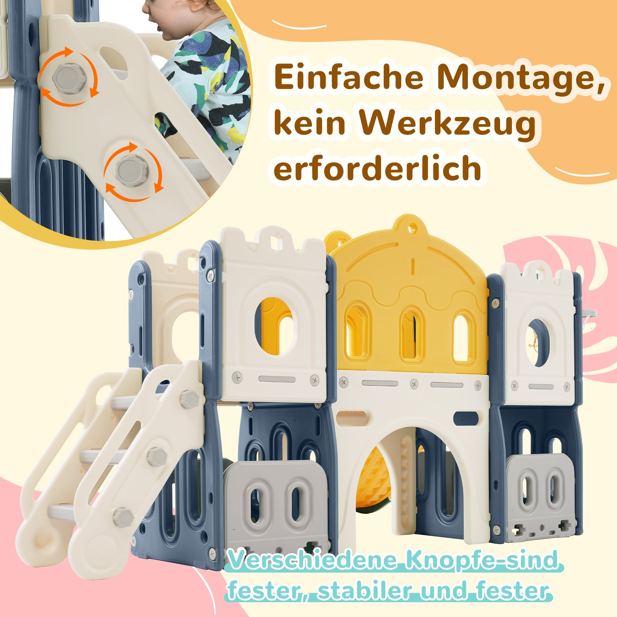 My Little Castle Slide Climbing Toy for Kids, 6 in 1 Playground with Basketball Hoop, HDPE