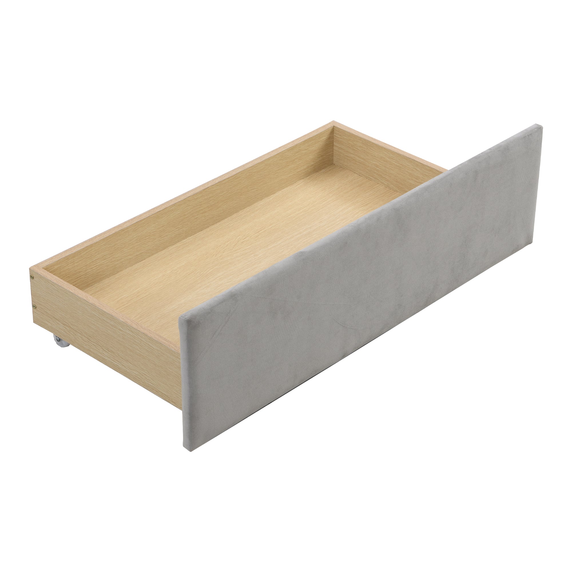 Upholstered Bed Sofa, 90*200 Multifunctional with 2 Storage Drawers, Gray Velvet