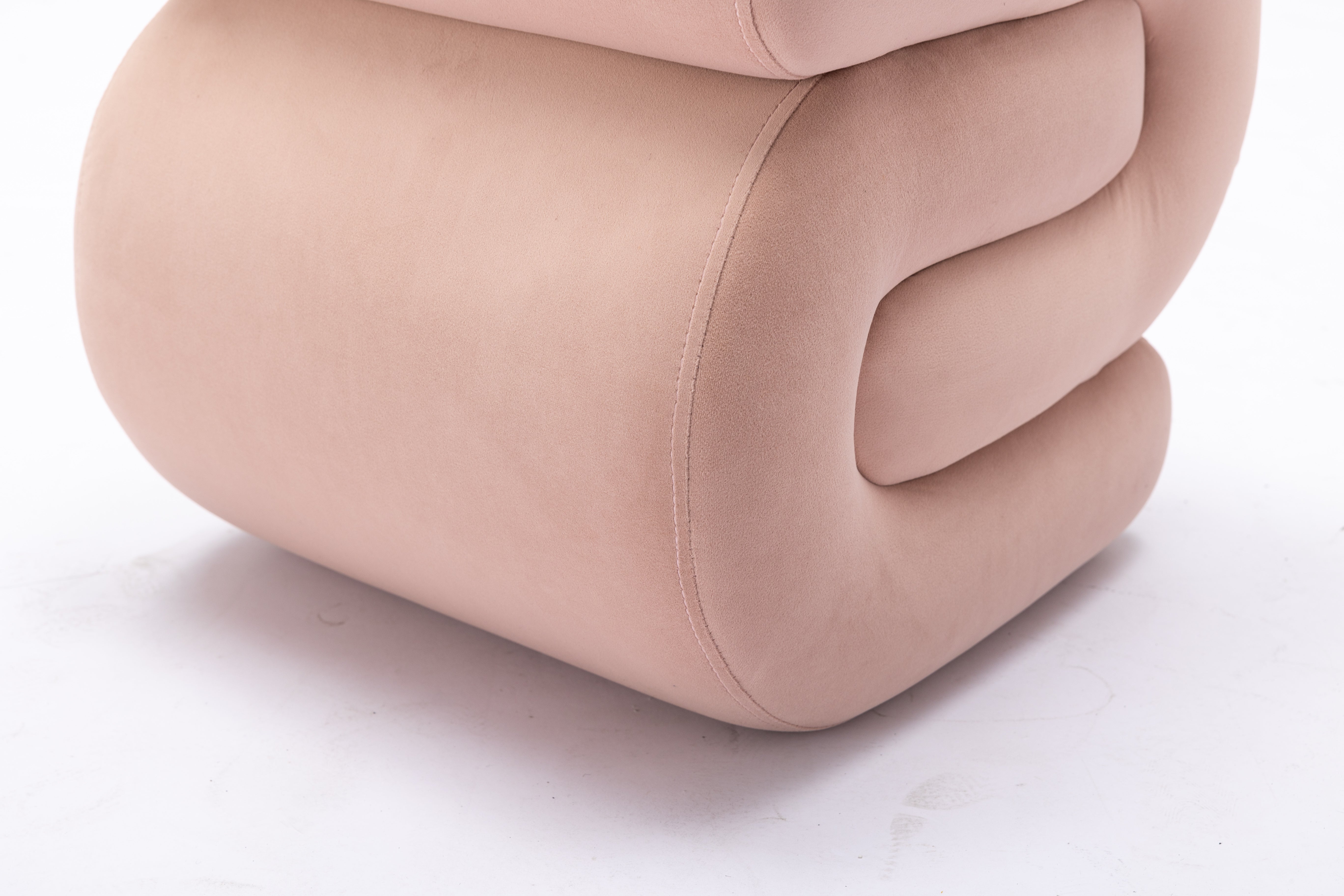 Velvet Ottoman Fabric S-shape Stool Wavy Pouf Pink