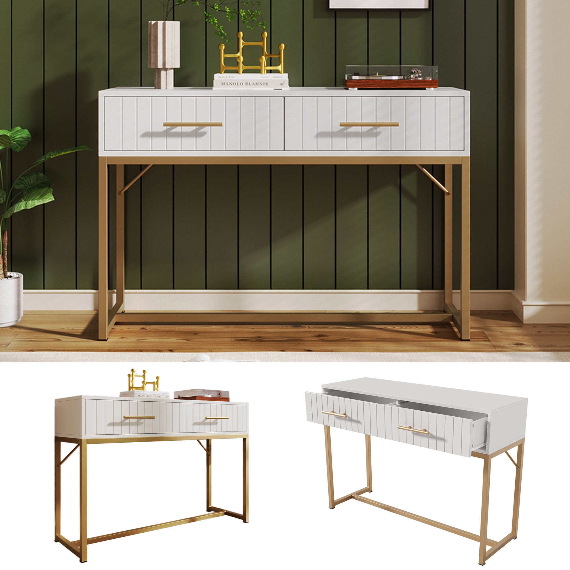 Dressing table with 2 drawers, 75cm high, white