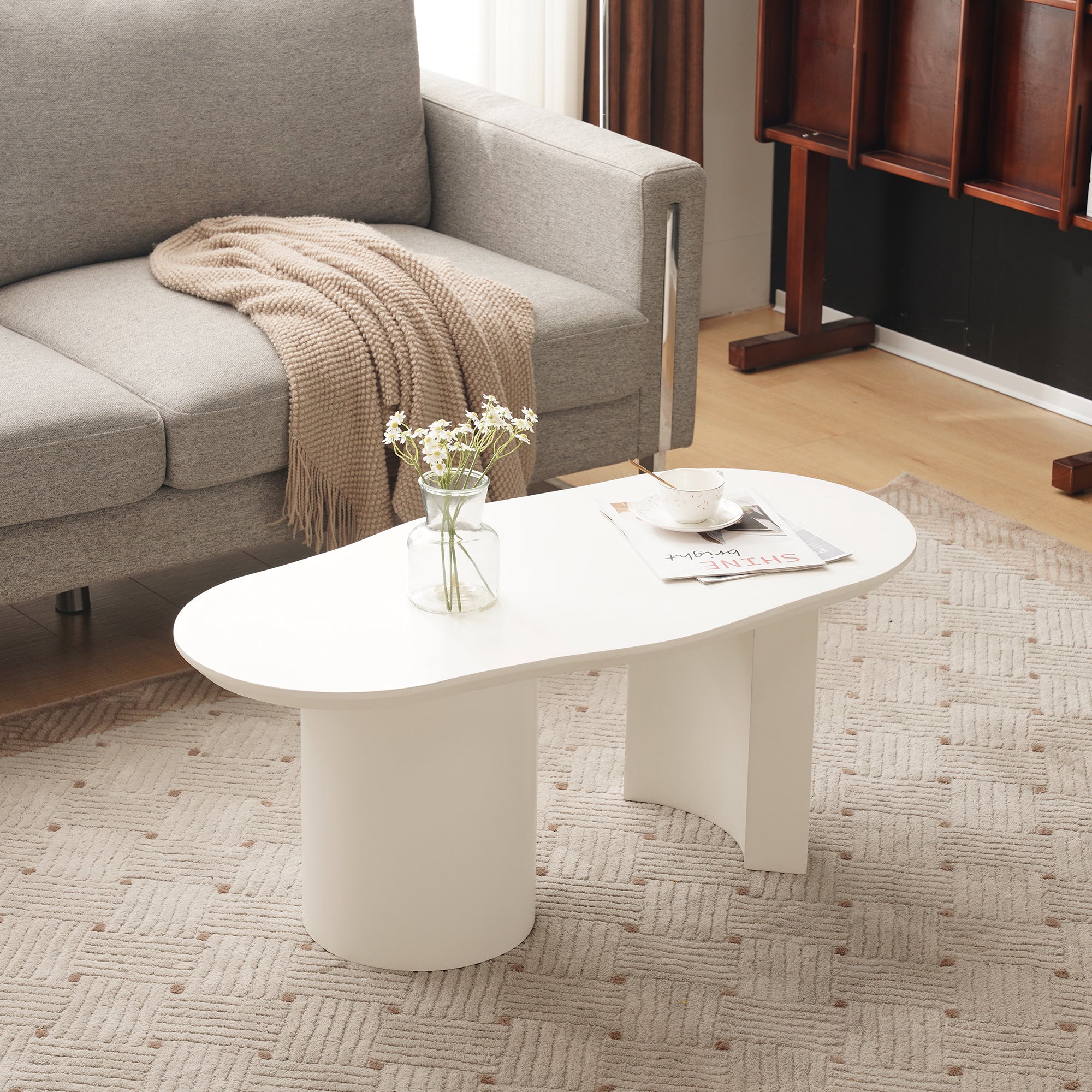 Coffee Table, Irregular 100cm Durable White MDF