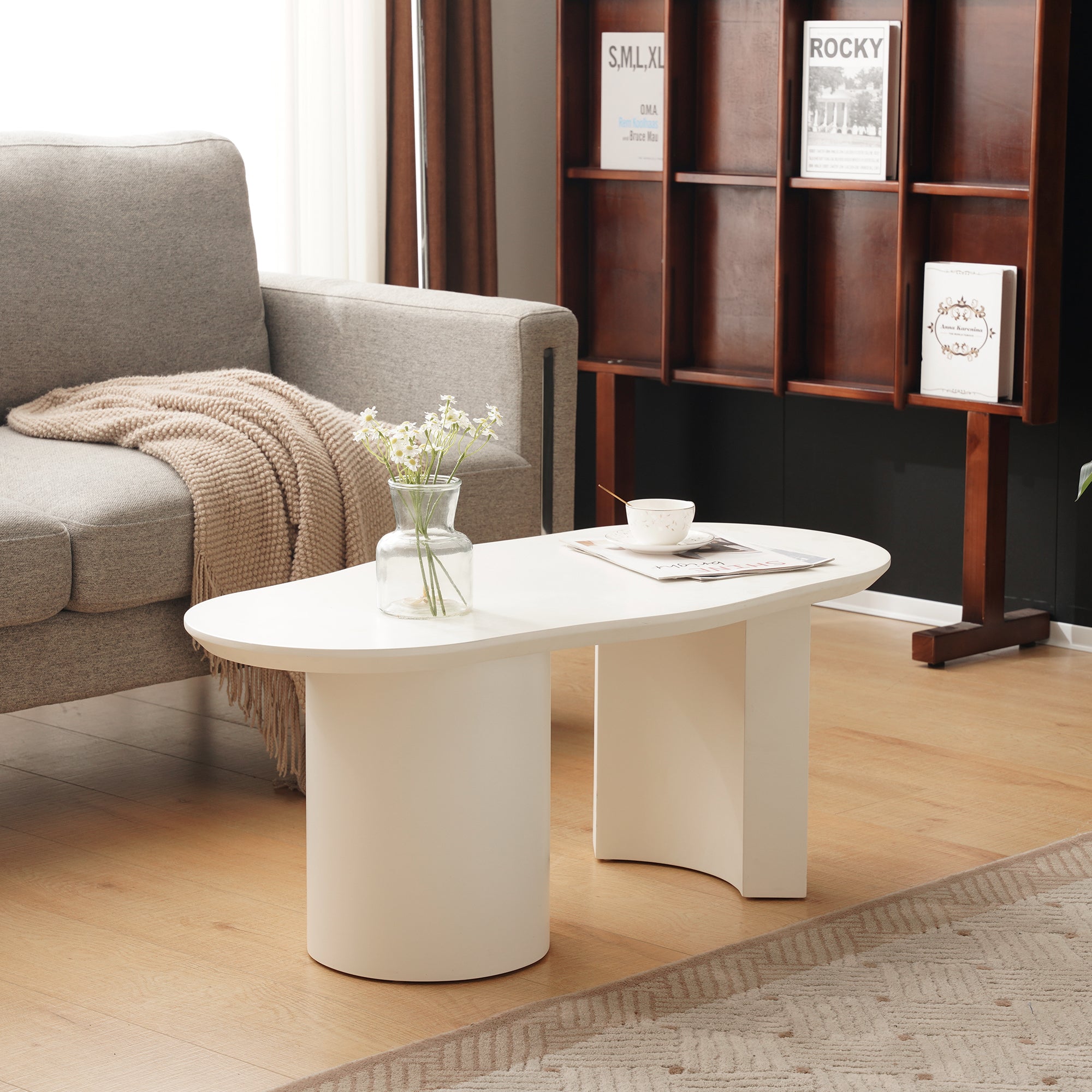 Coffee Table, Irregular 100cm Durable White MDF