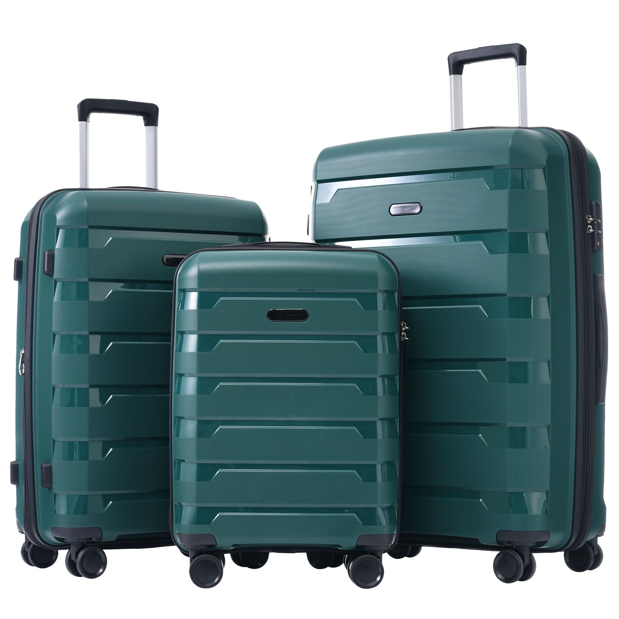 M-L-XL Suitcase, 3-Piece Set with TSA Locks & Double Wheels, PP Material