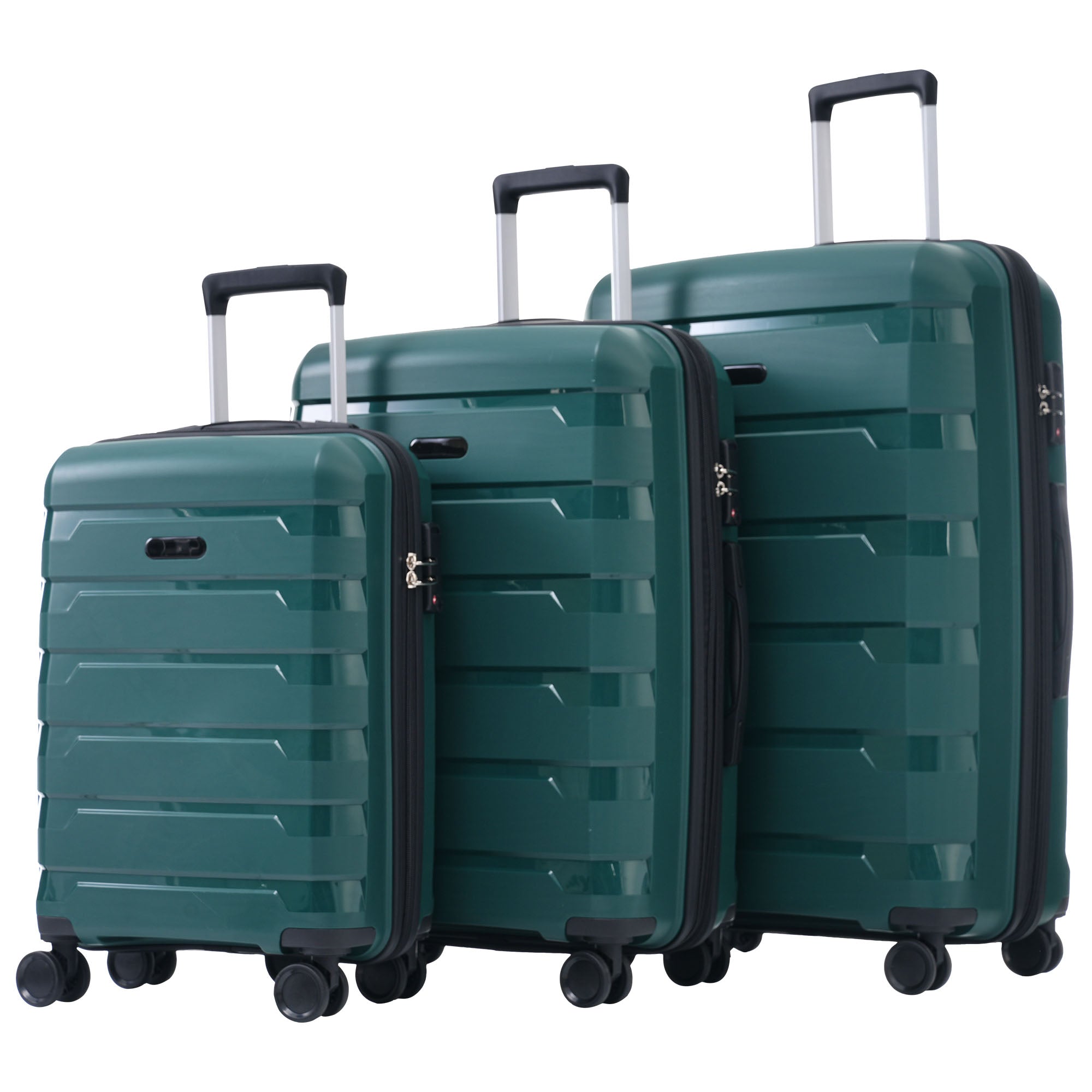 M-L-XL Suitcase, 3-Piece Set with TSA Locks & Double Wheels, PP Material