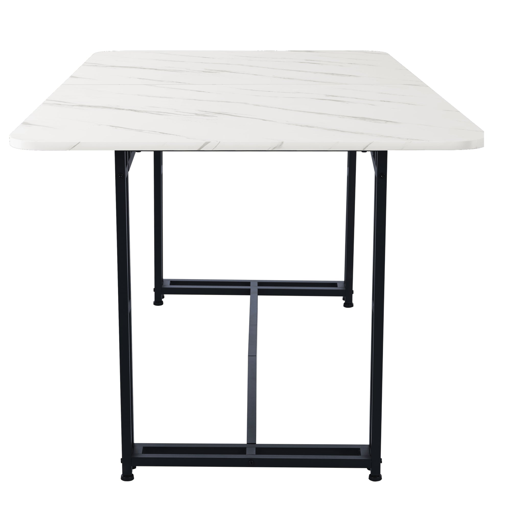 Lightweight Luxury Dining Table, 140x80cm Rectangular Metal Frame, Black