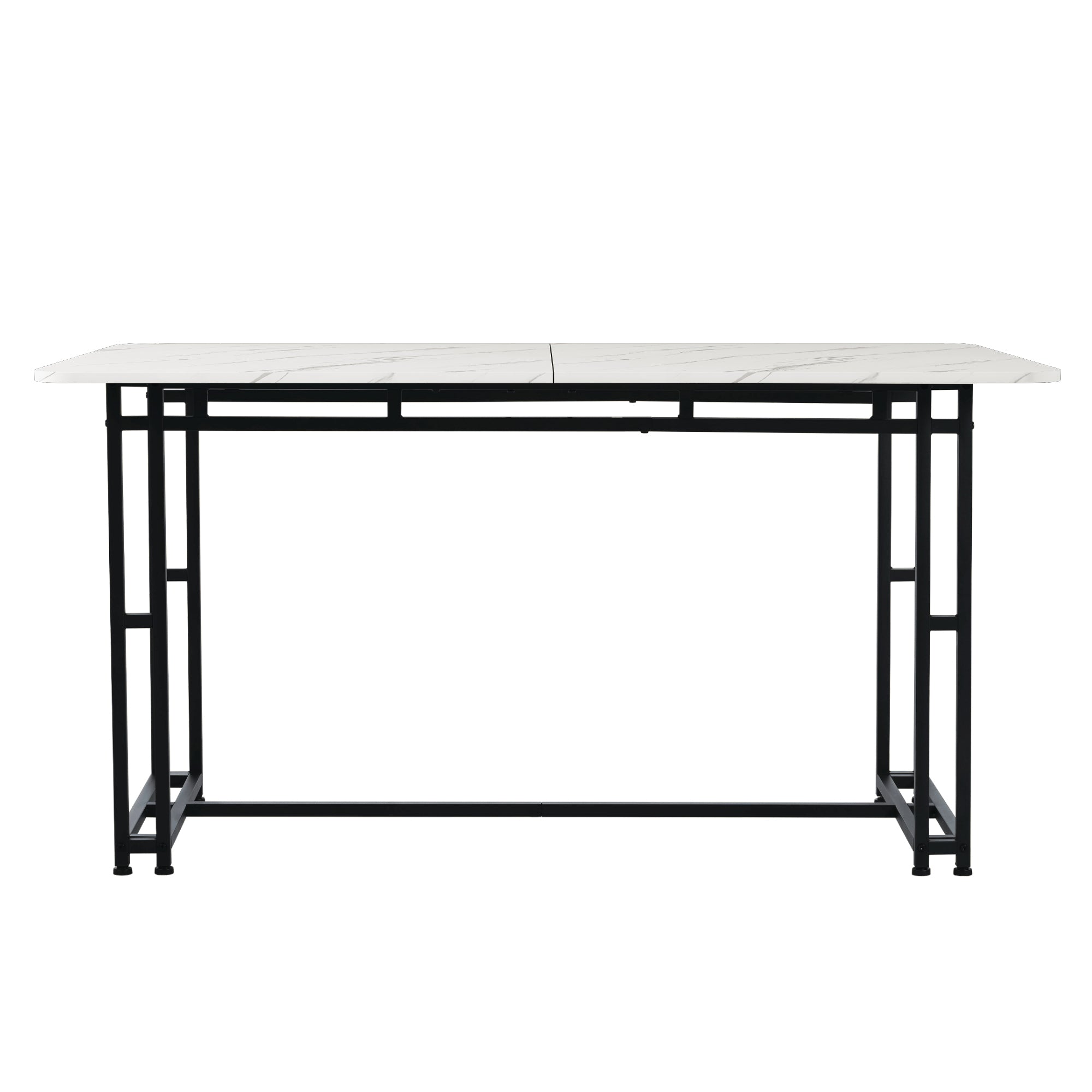 Lightweight Luxury Dining Table, 140x80cm Rectangular Metal Frame, Black