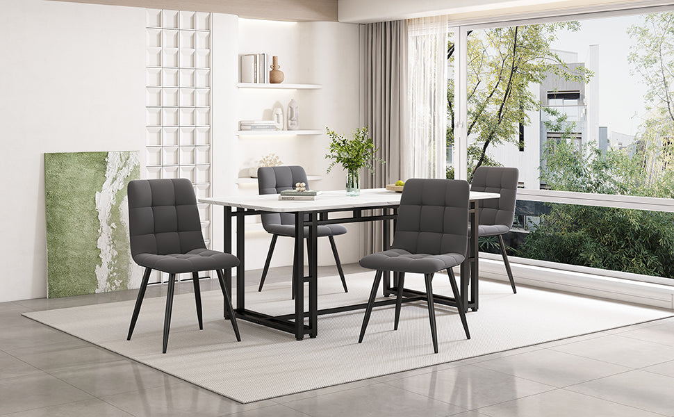 Lightweight Luxury Dining Table, 140x80cm Rectangular Metal Frame, Black