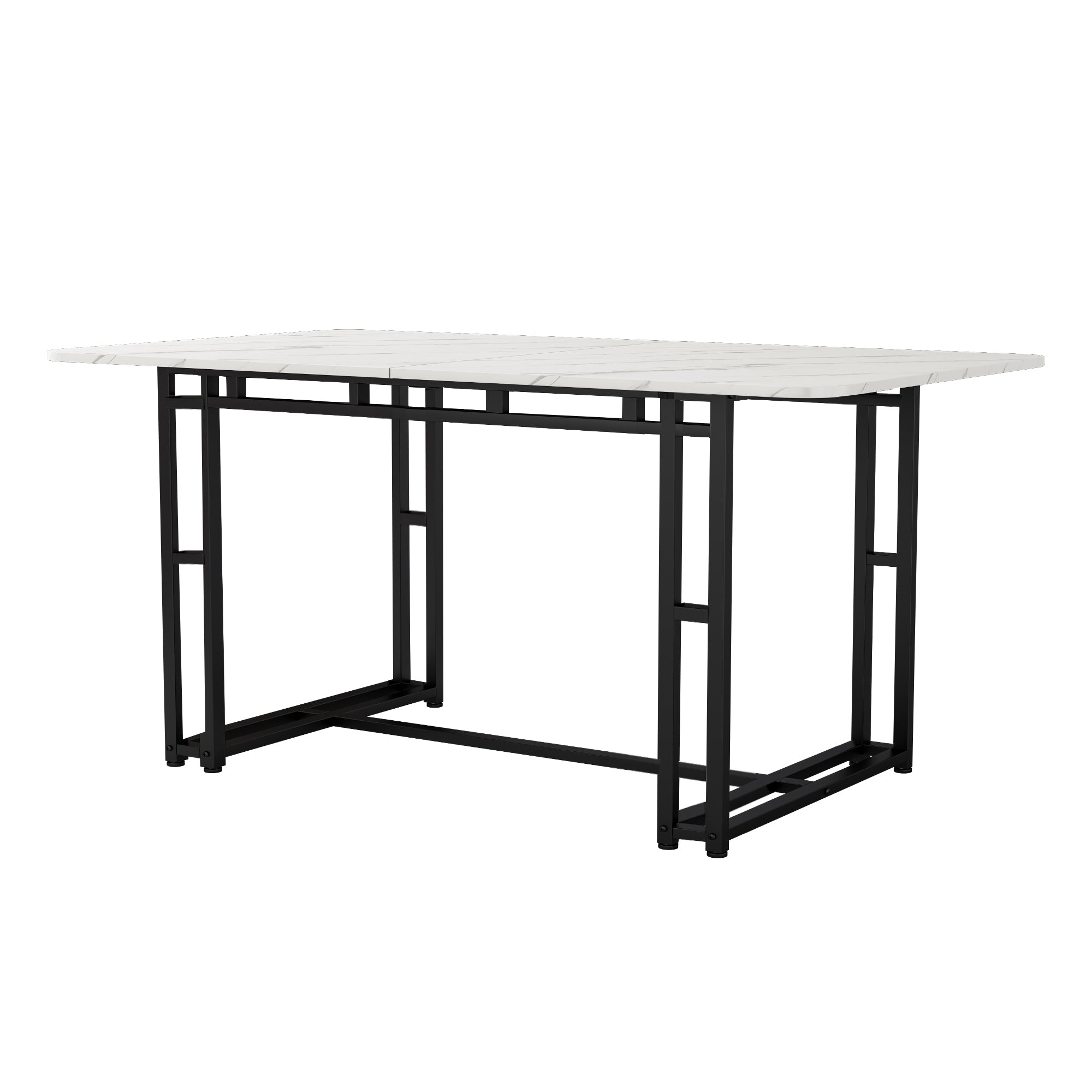 Lightweight Luxury Dining Table, 140x80cm Rectangular Metal Frame, Black