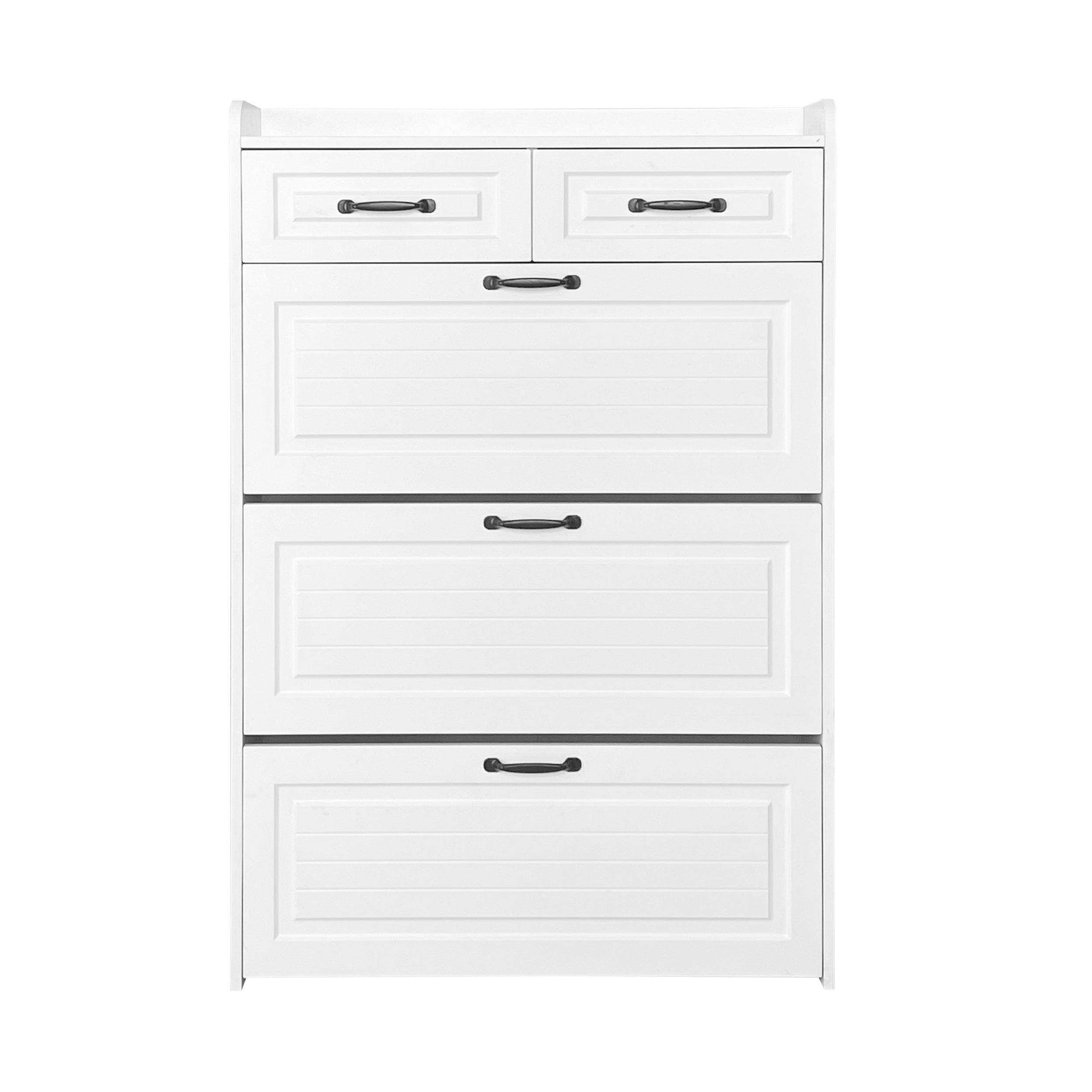 Shoe Cabinet 3 Doors 2 Drawers, W80/H131 cm, Wooden