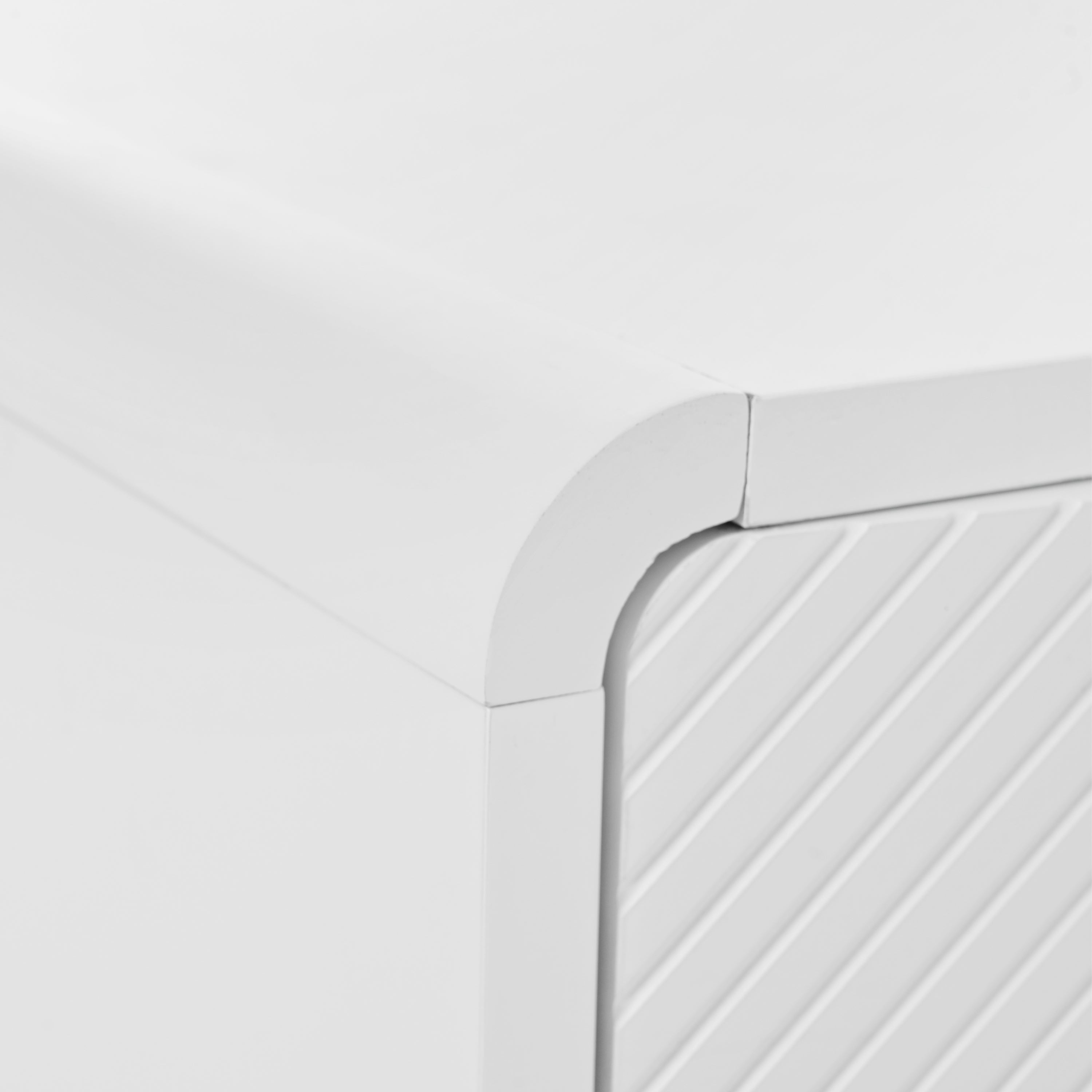 Minimalist Storage Sideboard with 4 Doors and Reclining Mechanism, White