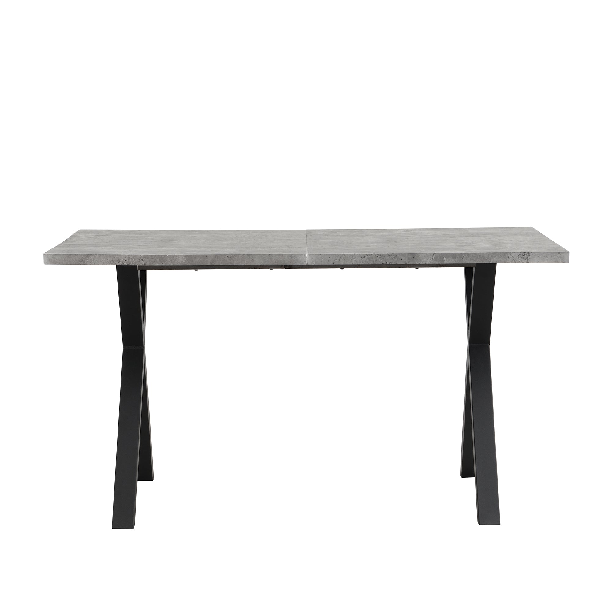 Dining Table Rectangular 140x80cm Crossed Legs Wrought Iron - Concrete Look/Black