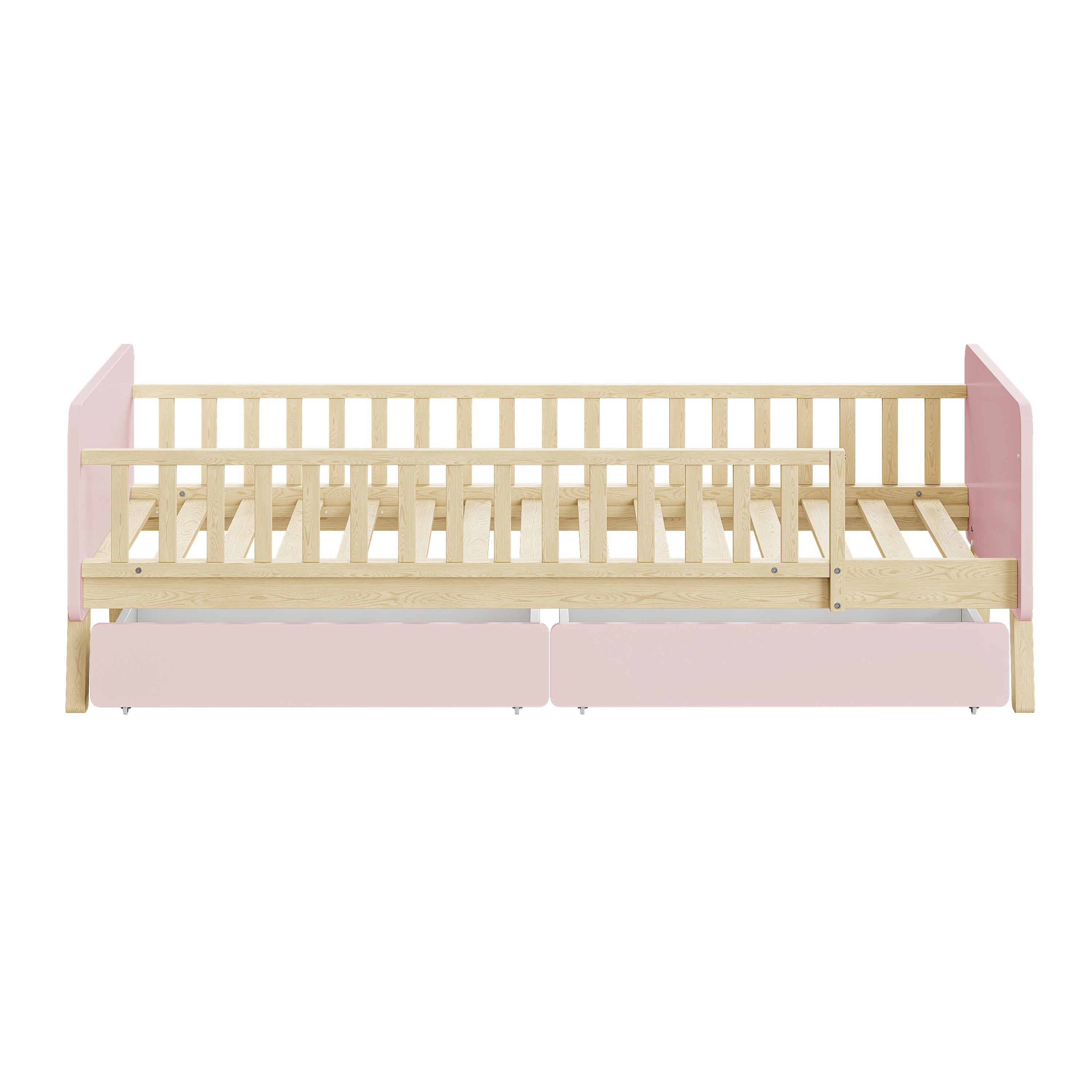 Children's Bed 90x190 with 2 Drawers, Solid Wood, Pink