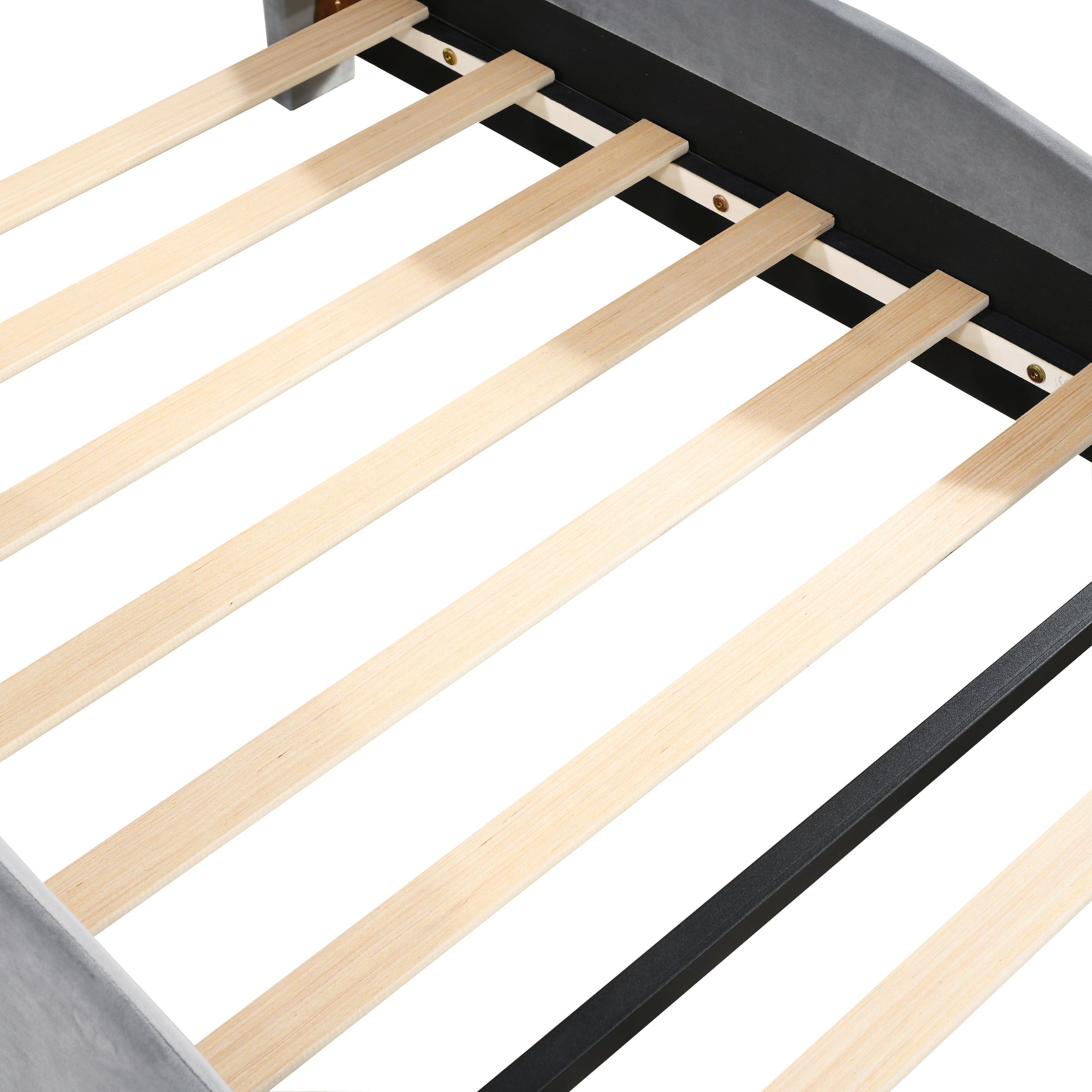 Children's Upholstered Bed, Bear-Shaped Single 90x200cm, Gray Velour