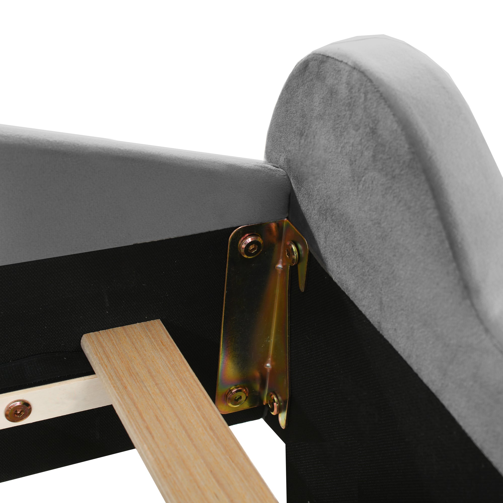 Children's Upholstered Bed, Bear-Shaped Single 90x200cm, Gray Velour