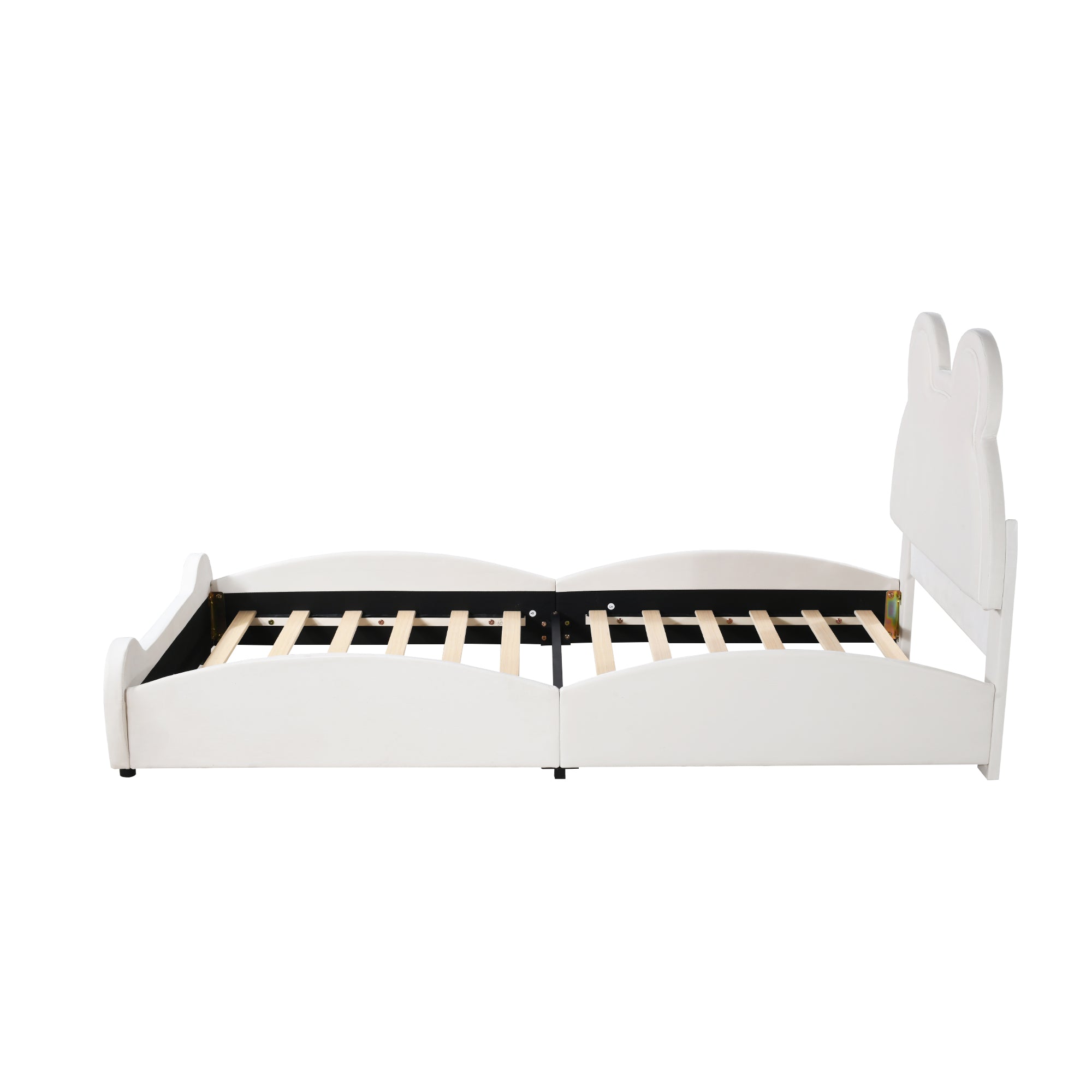 Upholstered Bed, Children's 90x200cm Bear-Shaped, White Velour