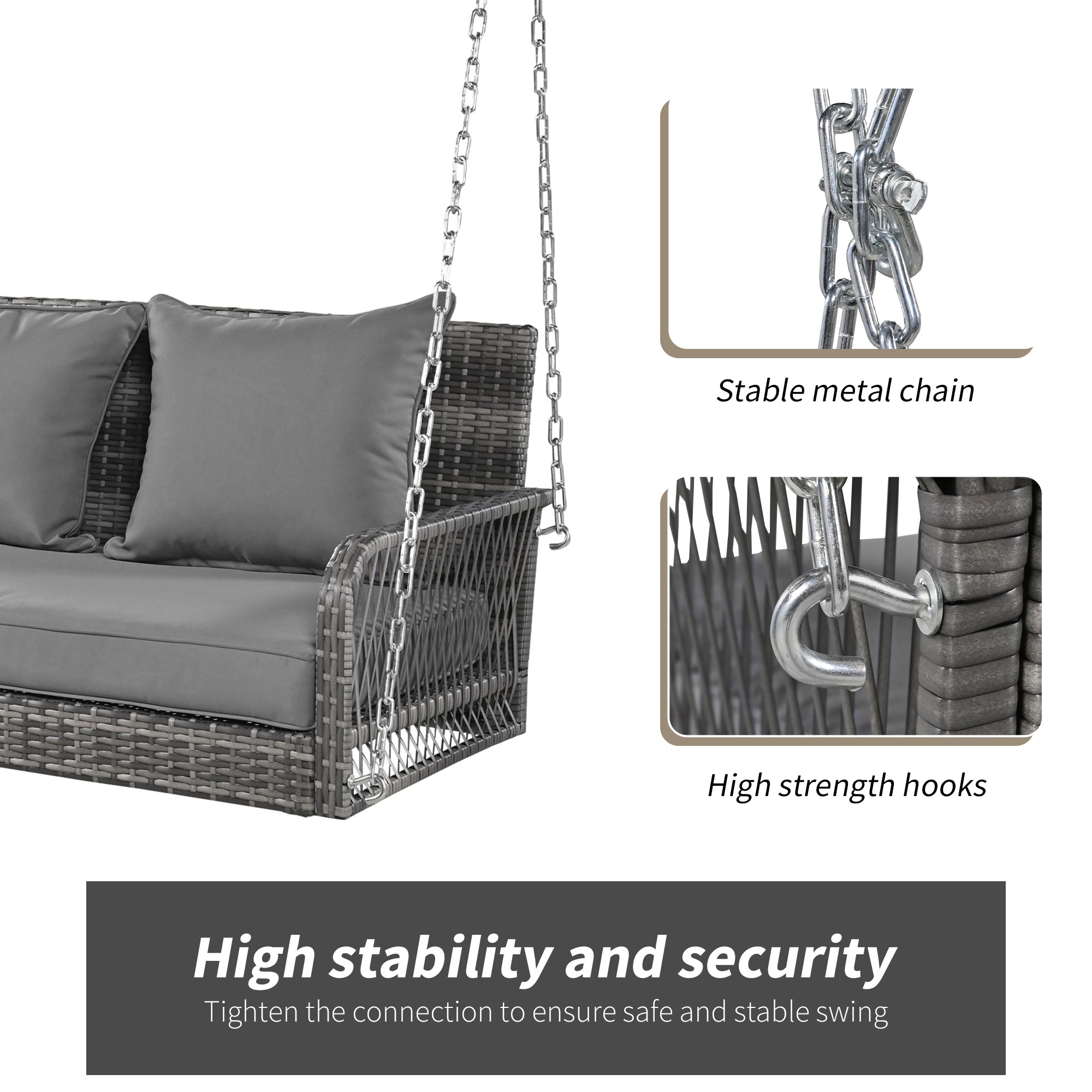Hollywood Swing 2-Seater Outdoor Garden Set Grey Rattan