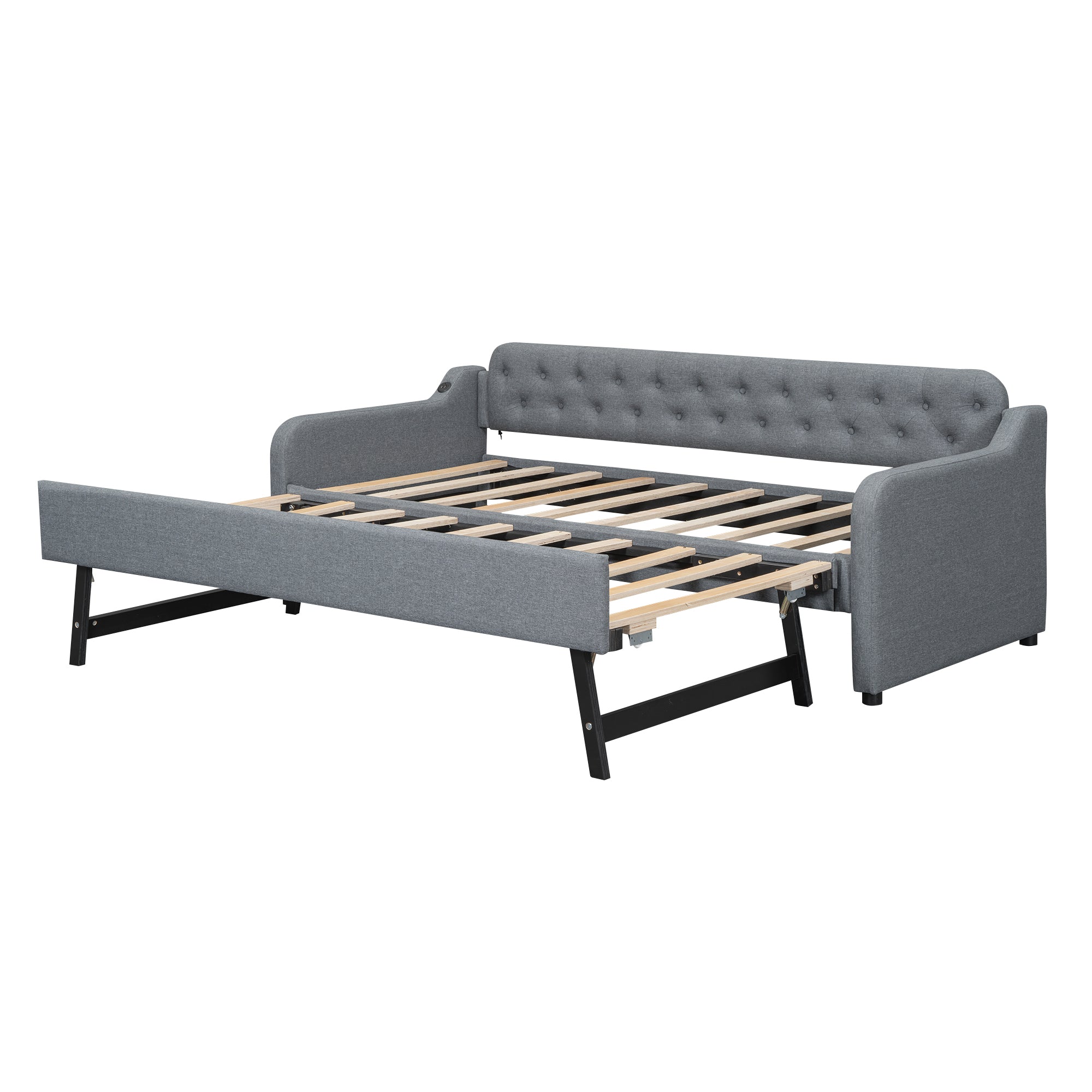 Daybed Sofa Bed 90x200cm Pull-out Rollaway USB Port - Grey
