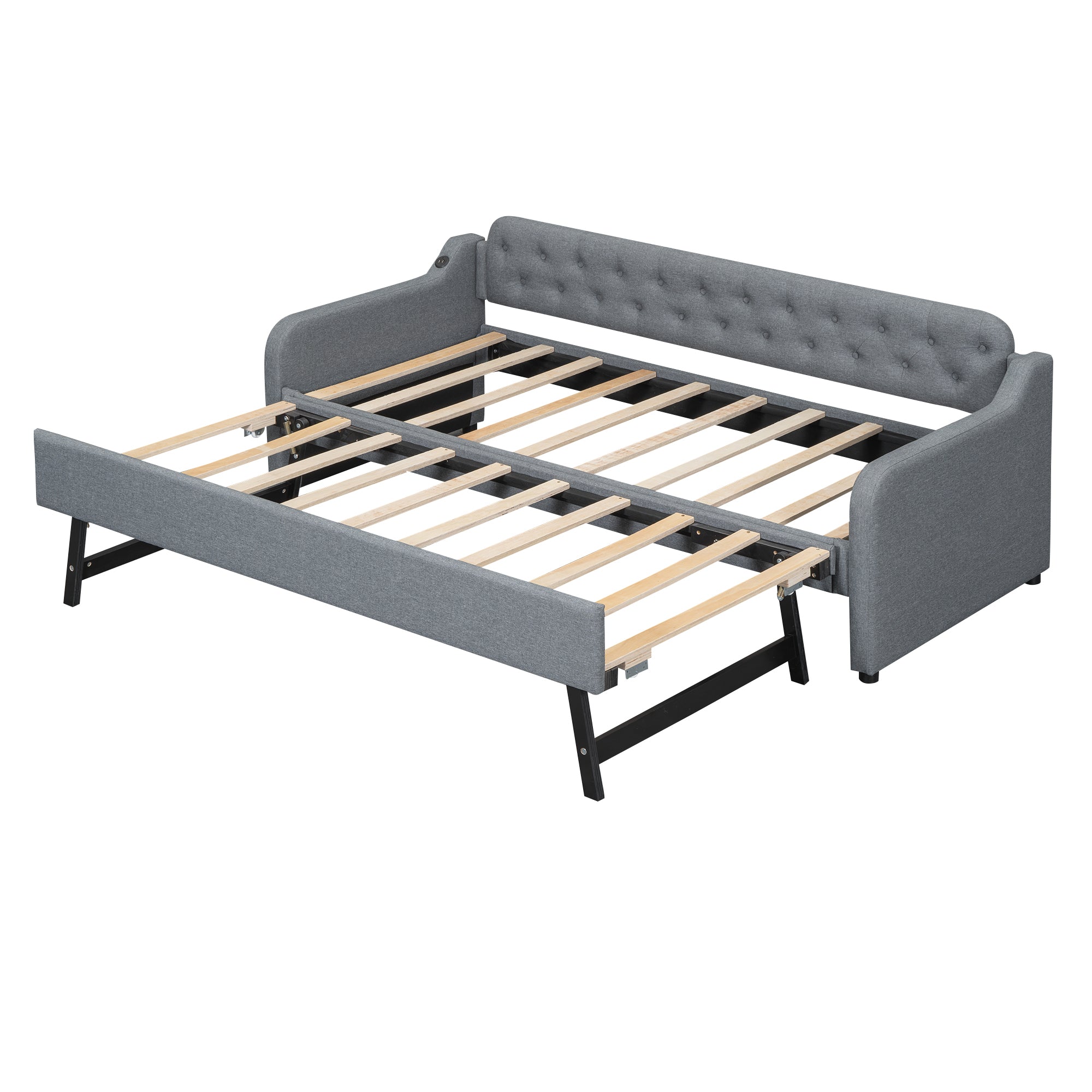 Daybed Sofa Bed 90x200cm Pull-out Rollaway USB Port - Grey