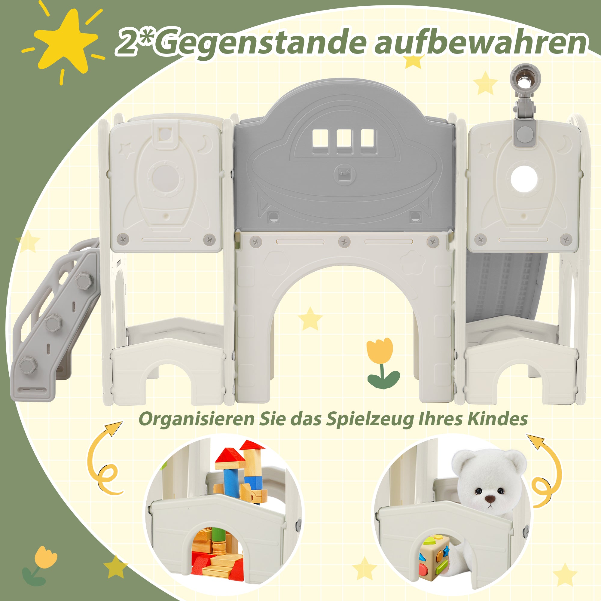 Kids Slide Climbing Toy, 10-in-1 Multifunctional Freestanding Slide with Climbing, Basketball Hoop, Golf Game