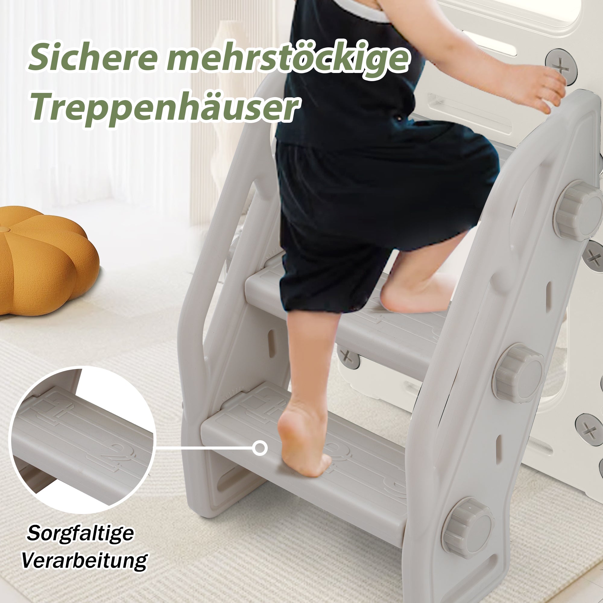 Kids Slide Climbing Toy, 10-in-1 Multifunctional Freestanding Slide with Climbing, Basketball Hoop, Golf Game