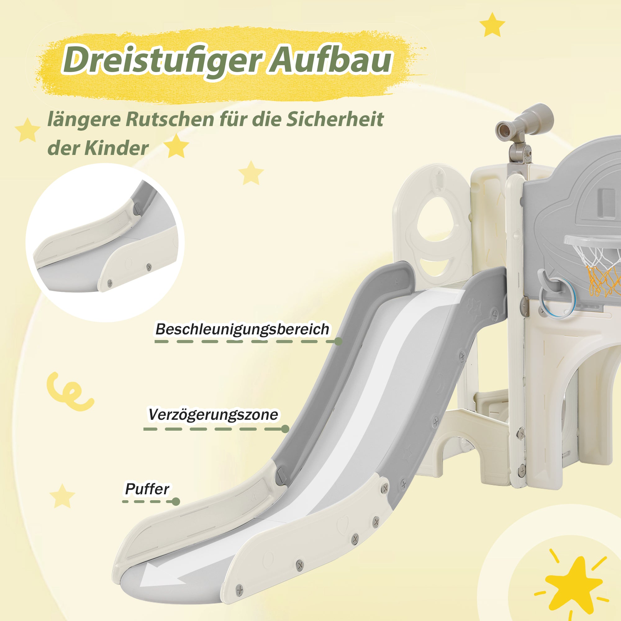 Kids Slide Climbing Toy, 10-in-1 Multifunctional Freestanding Slide with Climbing, Basketball Hoop, Golf Game