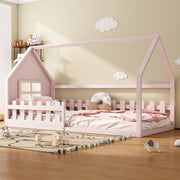 Children's Bed 90x200cm Flat Bed House Rail - Pink