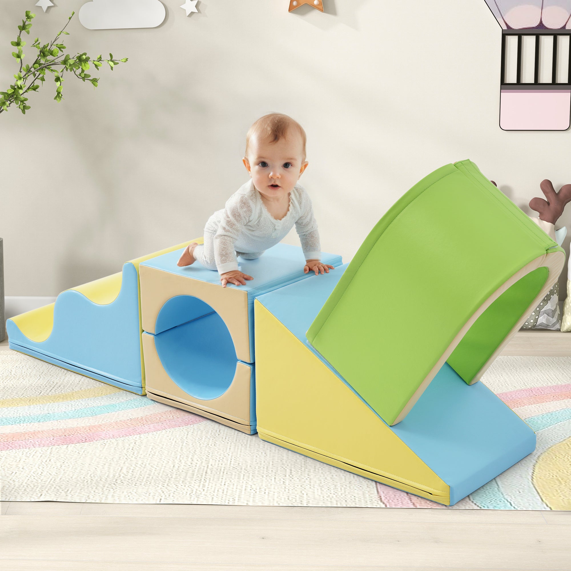 6-in-1 foam building blocks: creative play, crawling, sliding, colorful