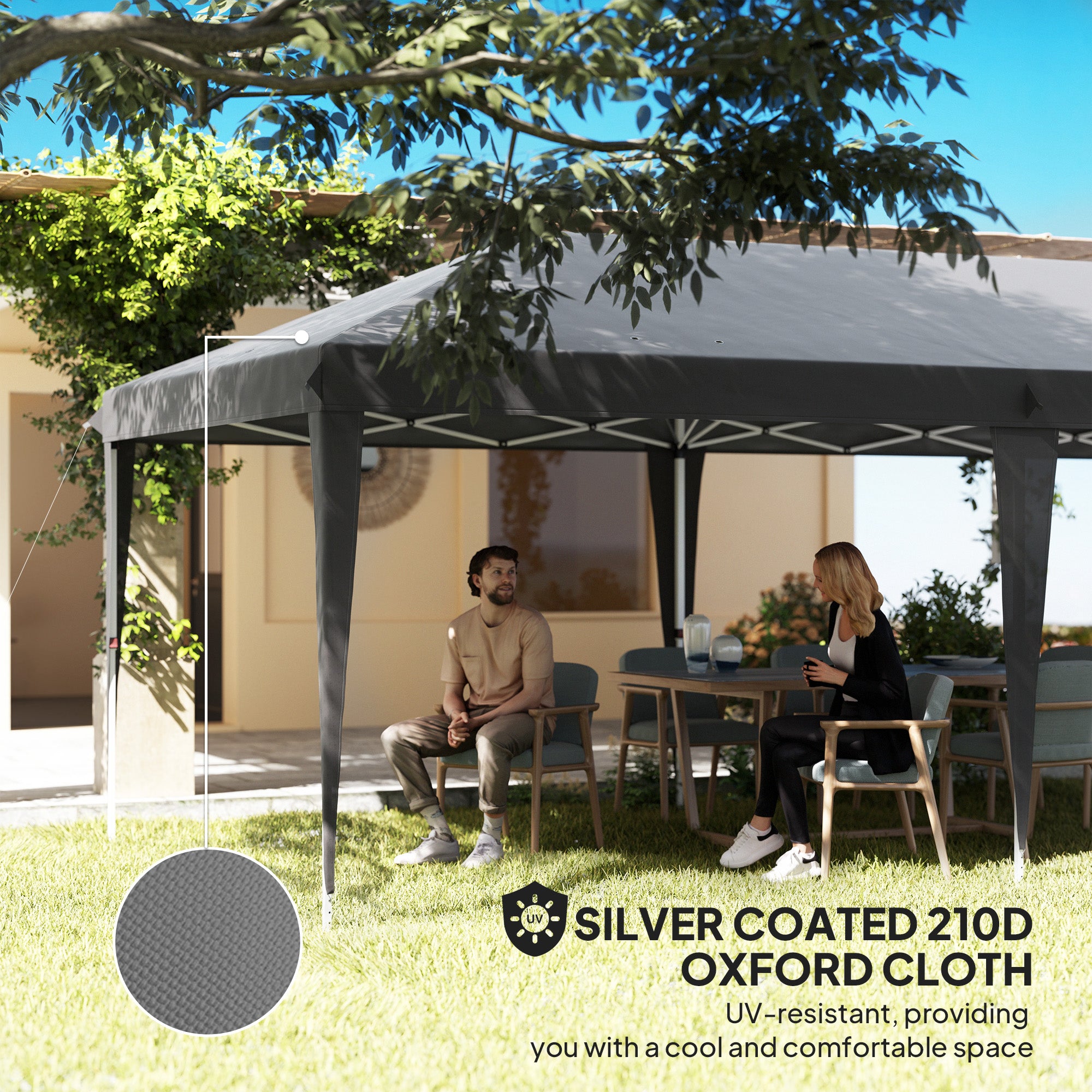 Pop-Up Gazebo 6 x 3m Steel Frame, Grey