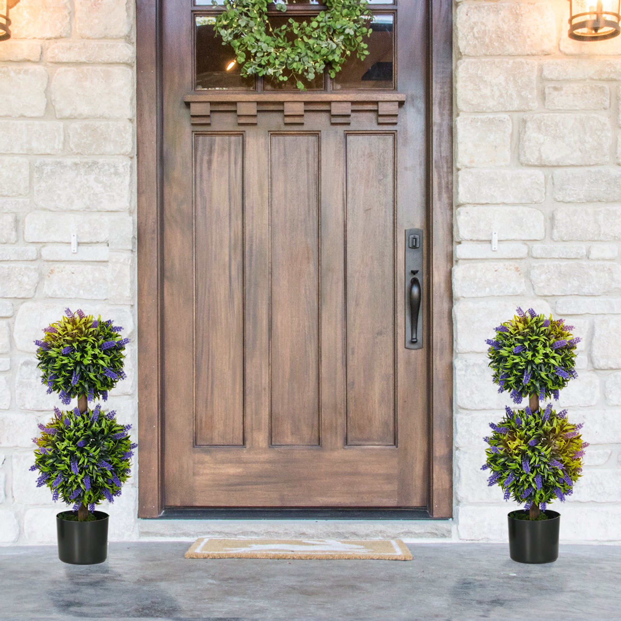 Artificial Plants, Lavender, Set of 2, 70 cm UV-resistant, Green