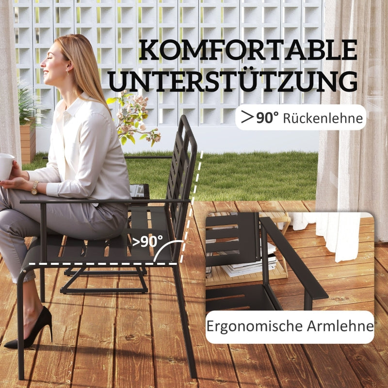 2-Seater Garden Bench, Water-Repellent, 240kg Load, Black