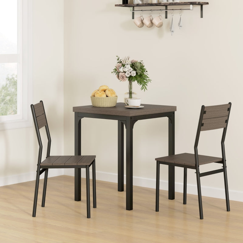 Three-Piece Dining Set Minimal Compact, Grey Wood Grain