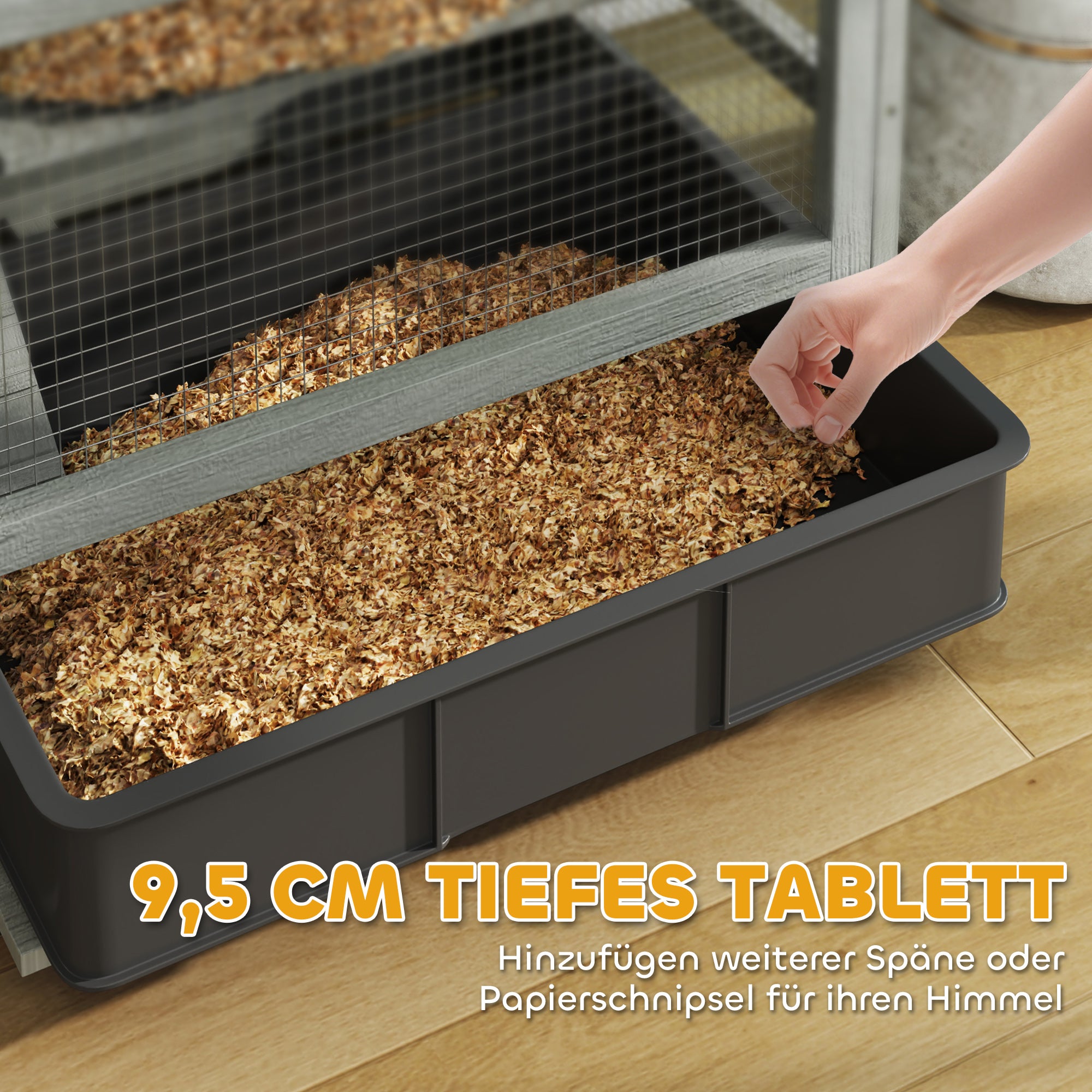 Wooden Dwarf Hamster Cage, 4-Tier with Huts, Food Bowls, Gray