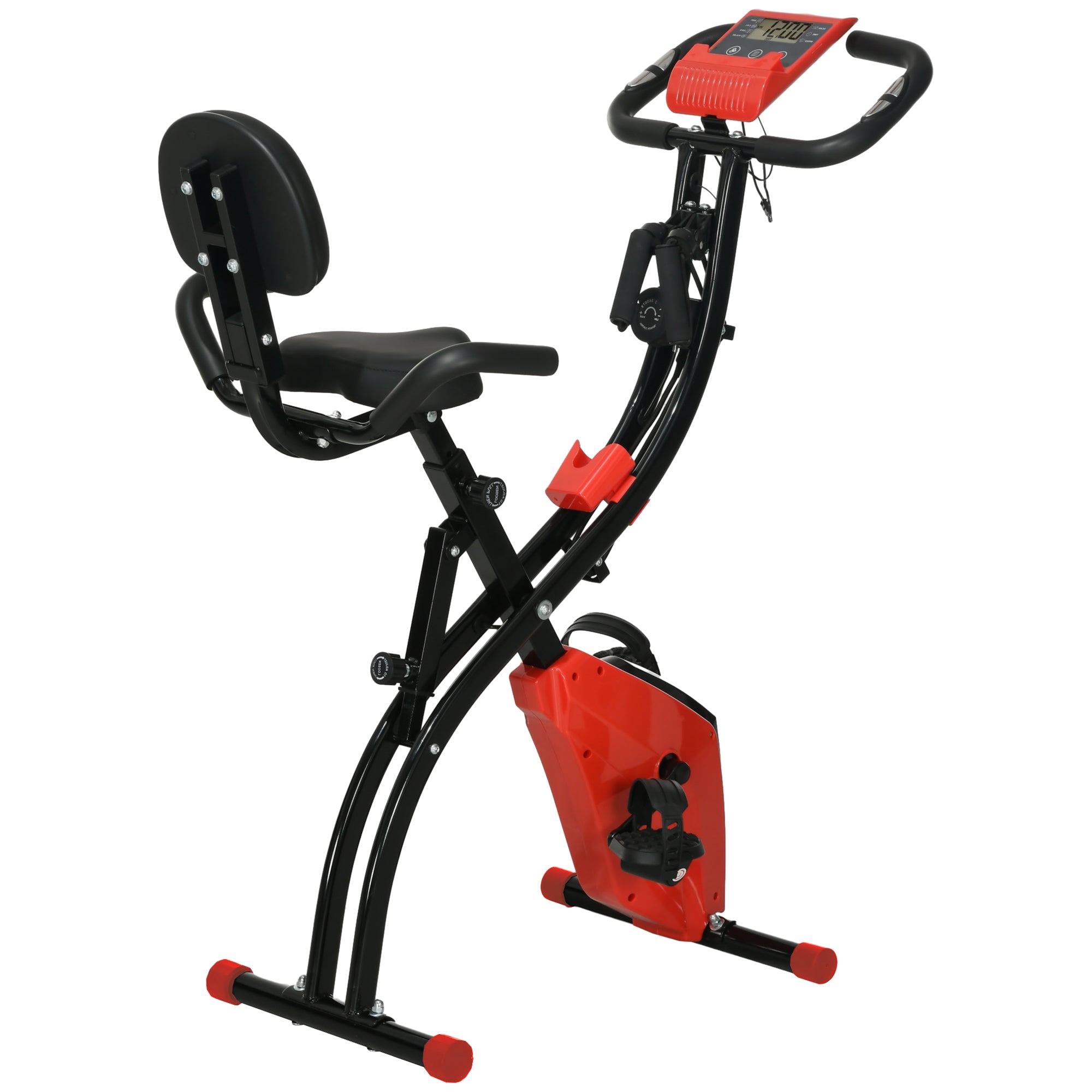 Exercise Bike, Foldable 2-in-1 with LCD & 8-Level Resistance, Tension Ropes