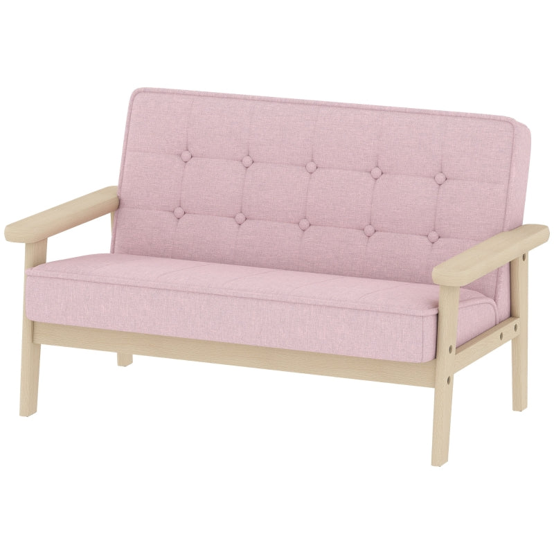 Children's Sofa Armchair Upholstered Wooden Frame - Pink Velvet Look