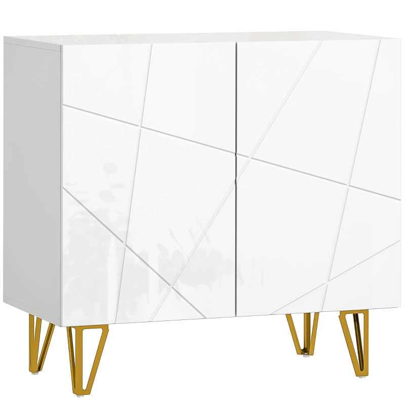 Modern Luxe Sideboard, High Gloss with Hairpin Legs - White